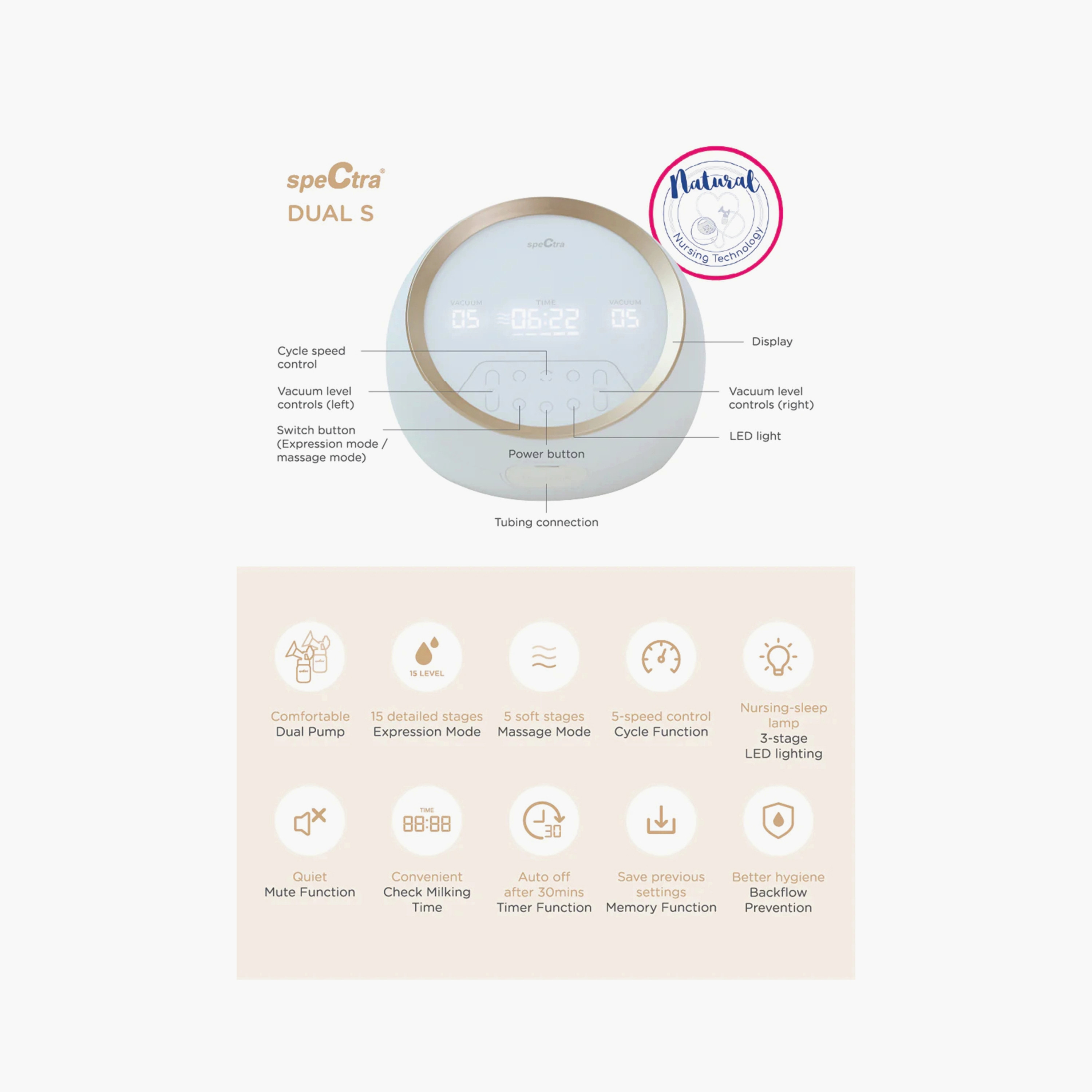 Spectra Dual S Electric Breast Pump Set - White-baby-feeding-breastfeedingandcare-image-3