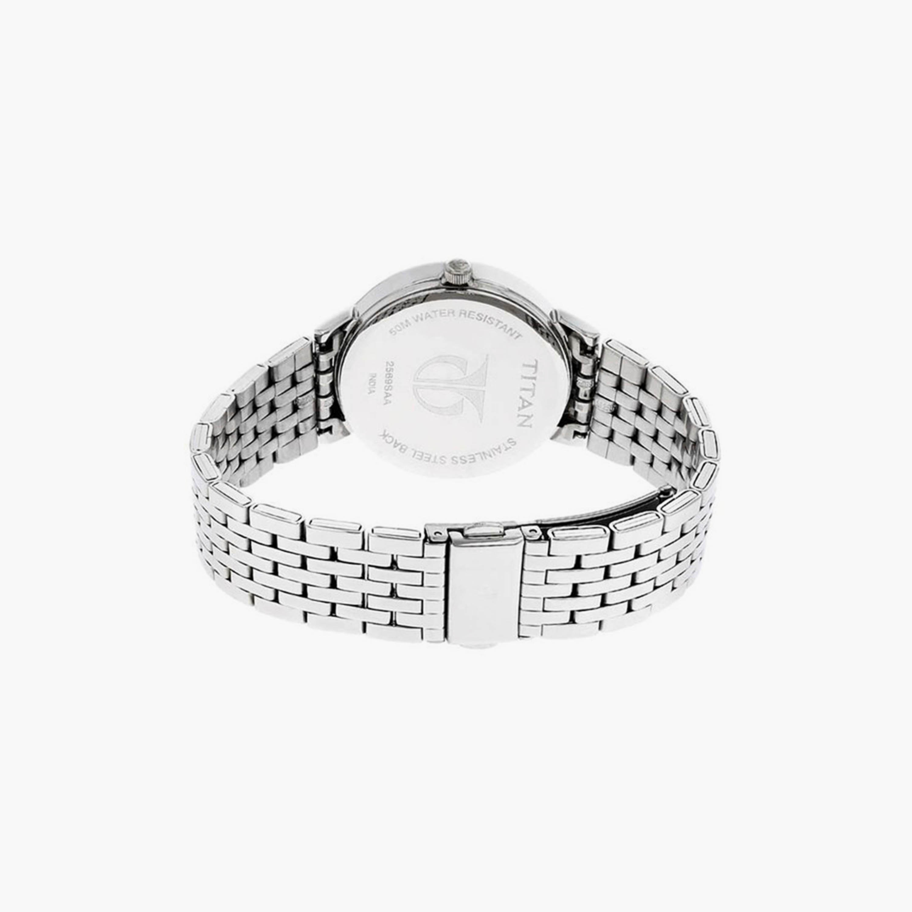 Shop Titan Women's 41 MM Silver Analog Stainless Steel Watch