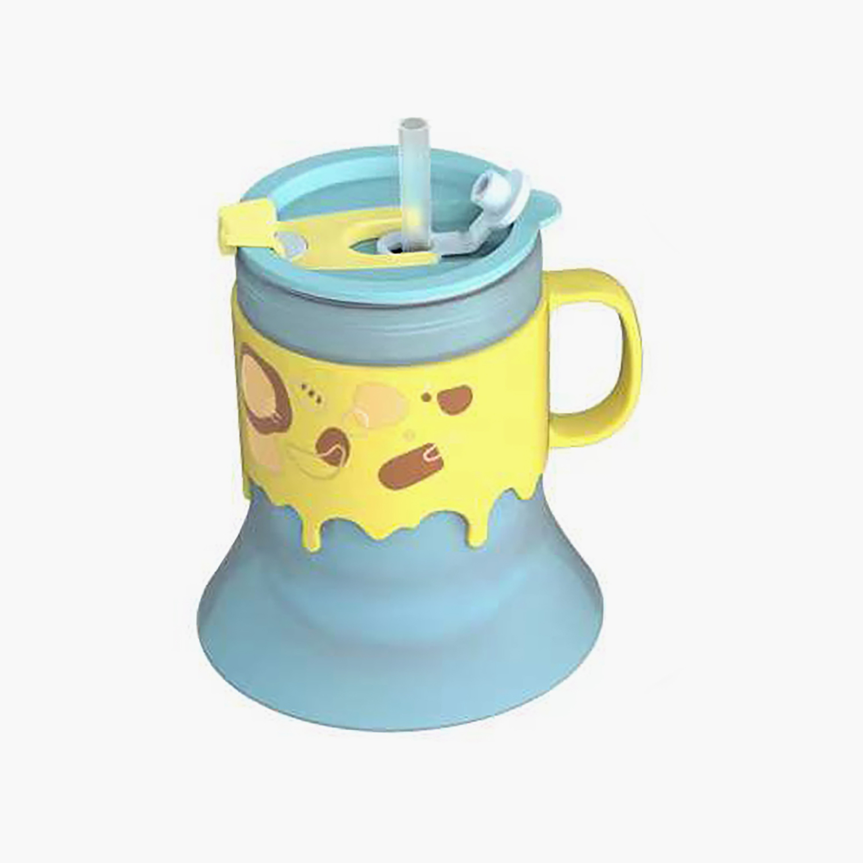 Luqu Stainless Steel Cup with Straw -  Horn-Shape - Blue - 300 ml-baby-feeding-mealtimeessentials-image-1