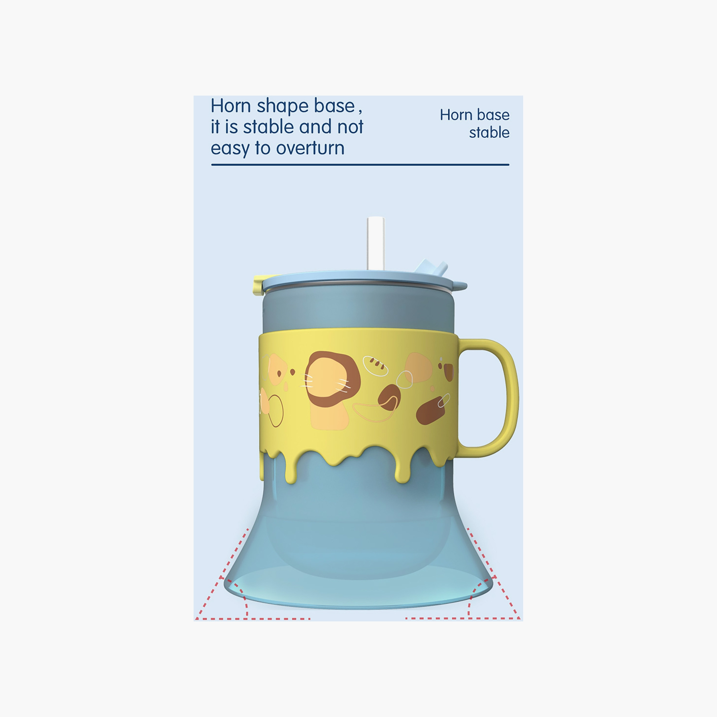 Luqu Stainless Steel Cup with Straw -  Horn-Shape - Blue - 300 ml-baby-feeding-mealtimeessentials-image-2