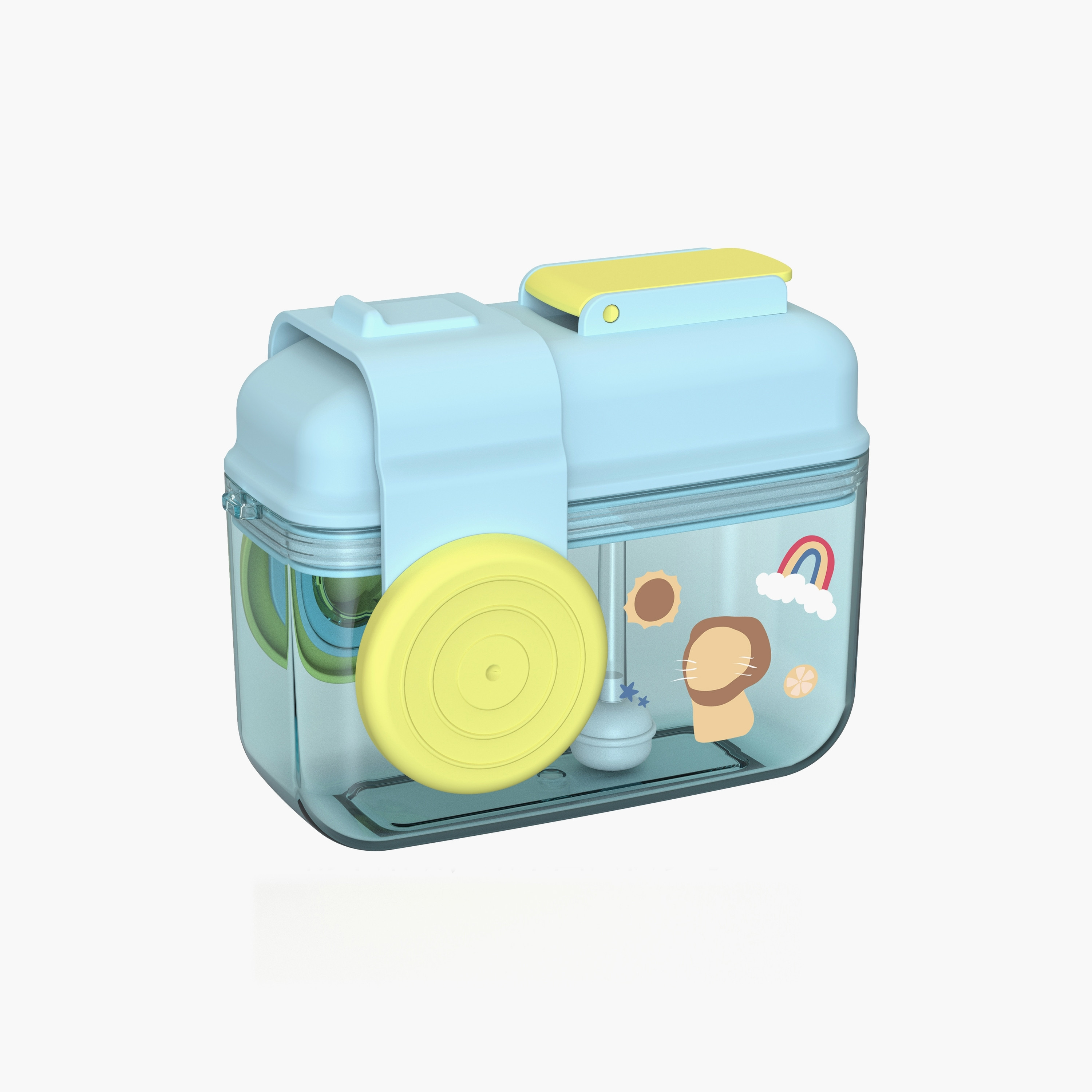 زجاجة مياه تريتان بماصة من لوكو - صغيرة - على شكل كاميرا - أزرق - 400 مل-school-waterbottles-image-1