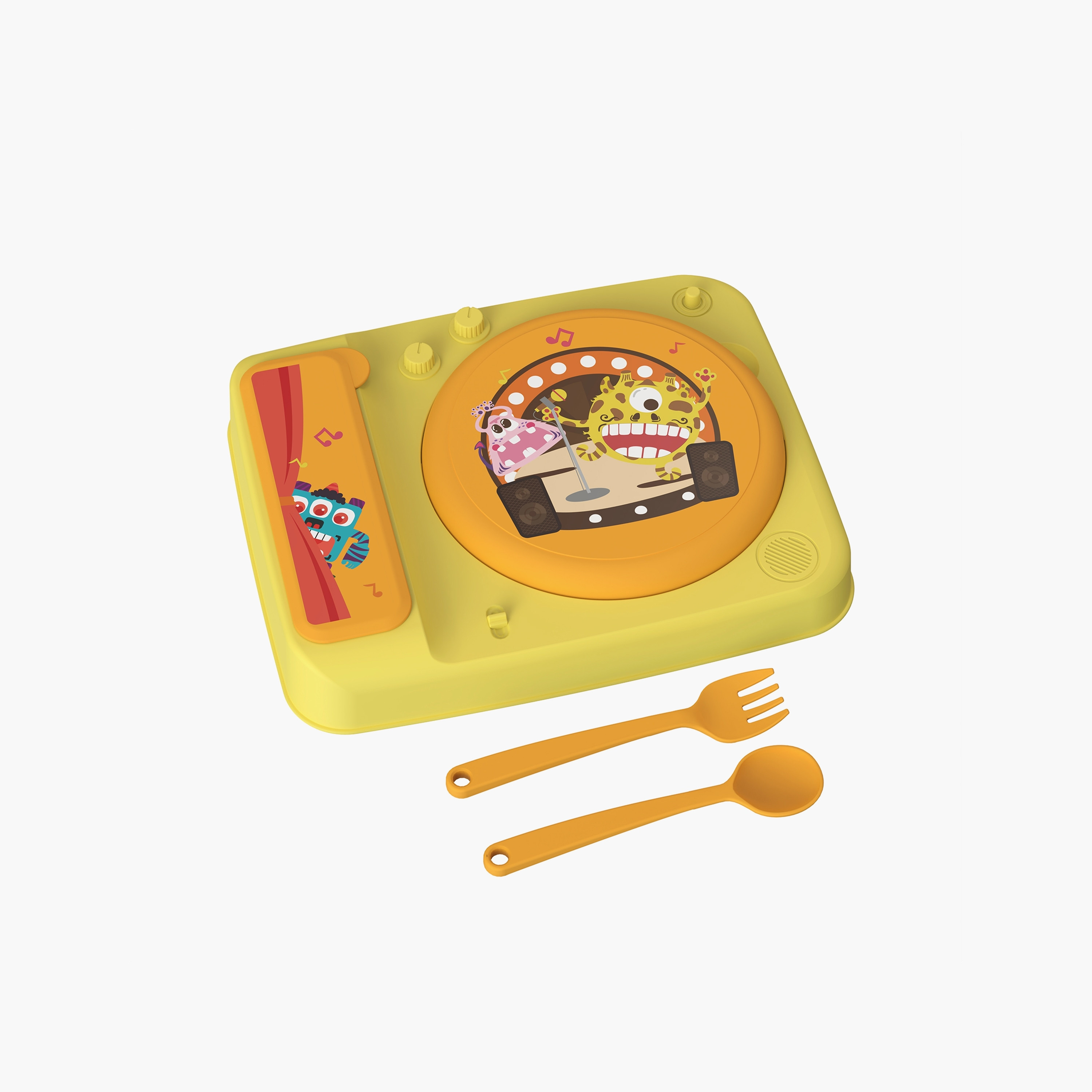 Luqu Separated Food Plate - Gramophone Print-baby-feeding-mealtimeessentials-image-1
