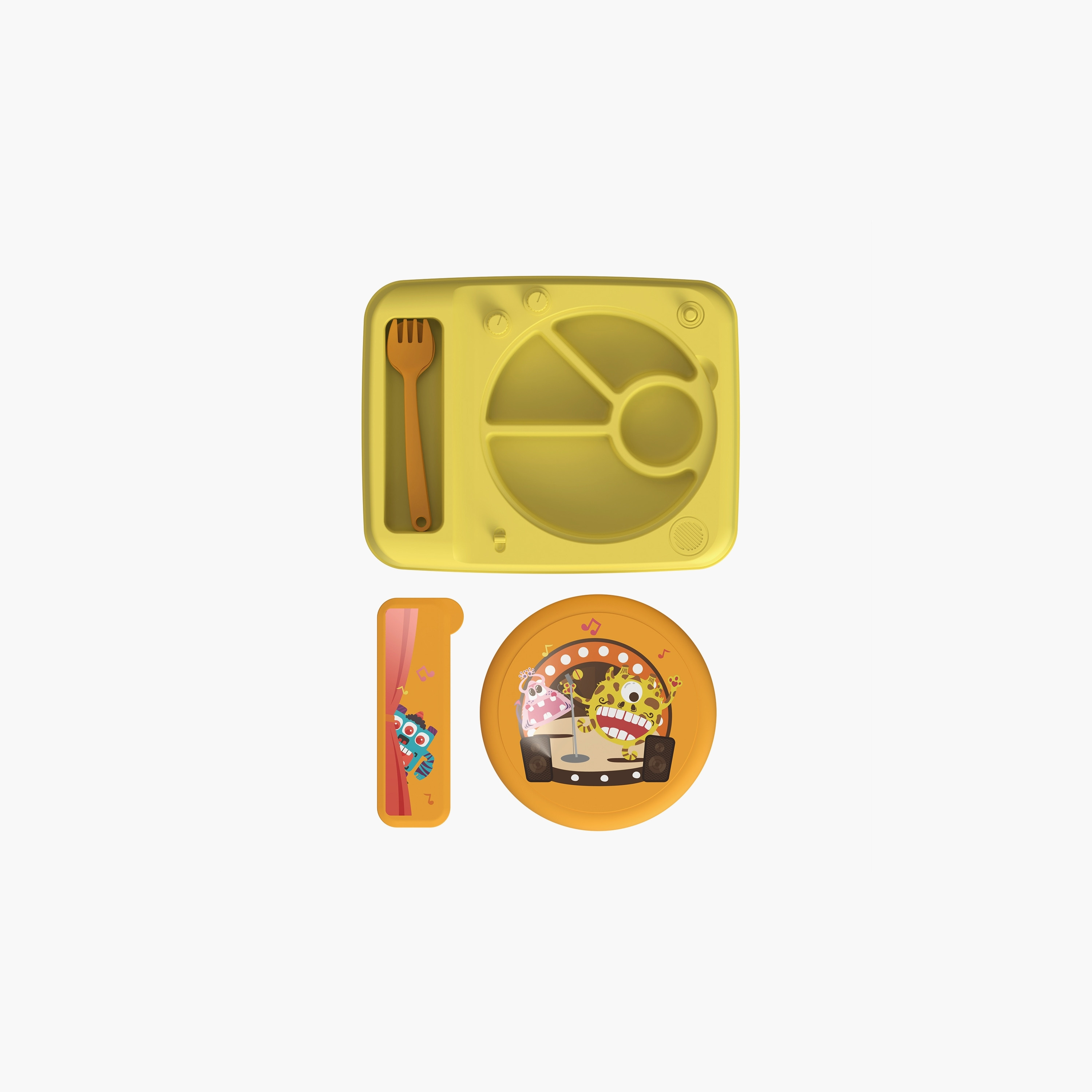 Luqu Separated Food Plate - Gramophone Print-baby-feeding-mealtimeessentials-image-2