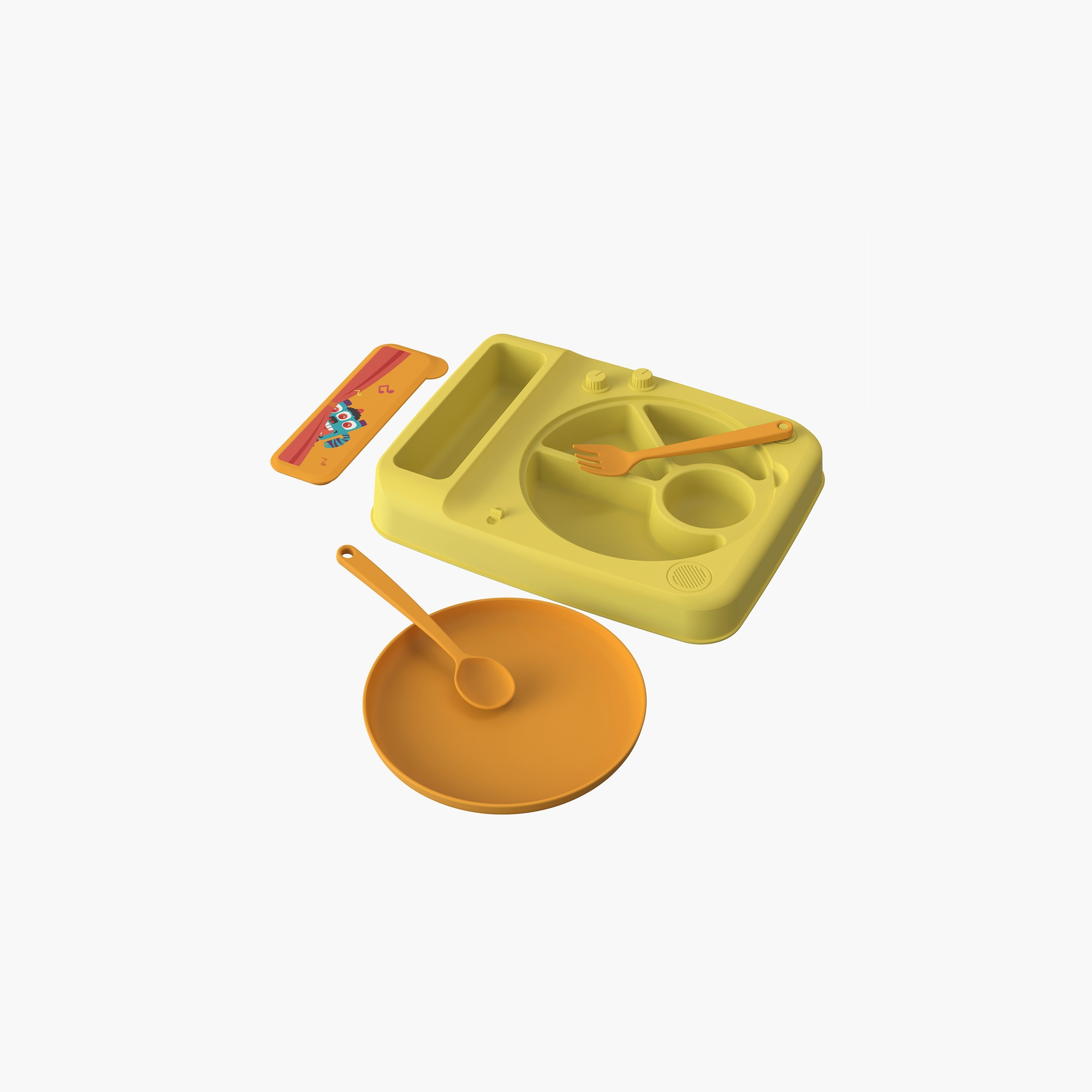 Luqu Separated Food Plate - Gramophone Print-baby-feeding-mealtimeessentials-image-4