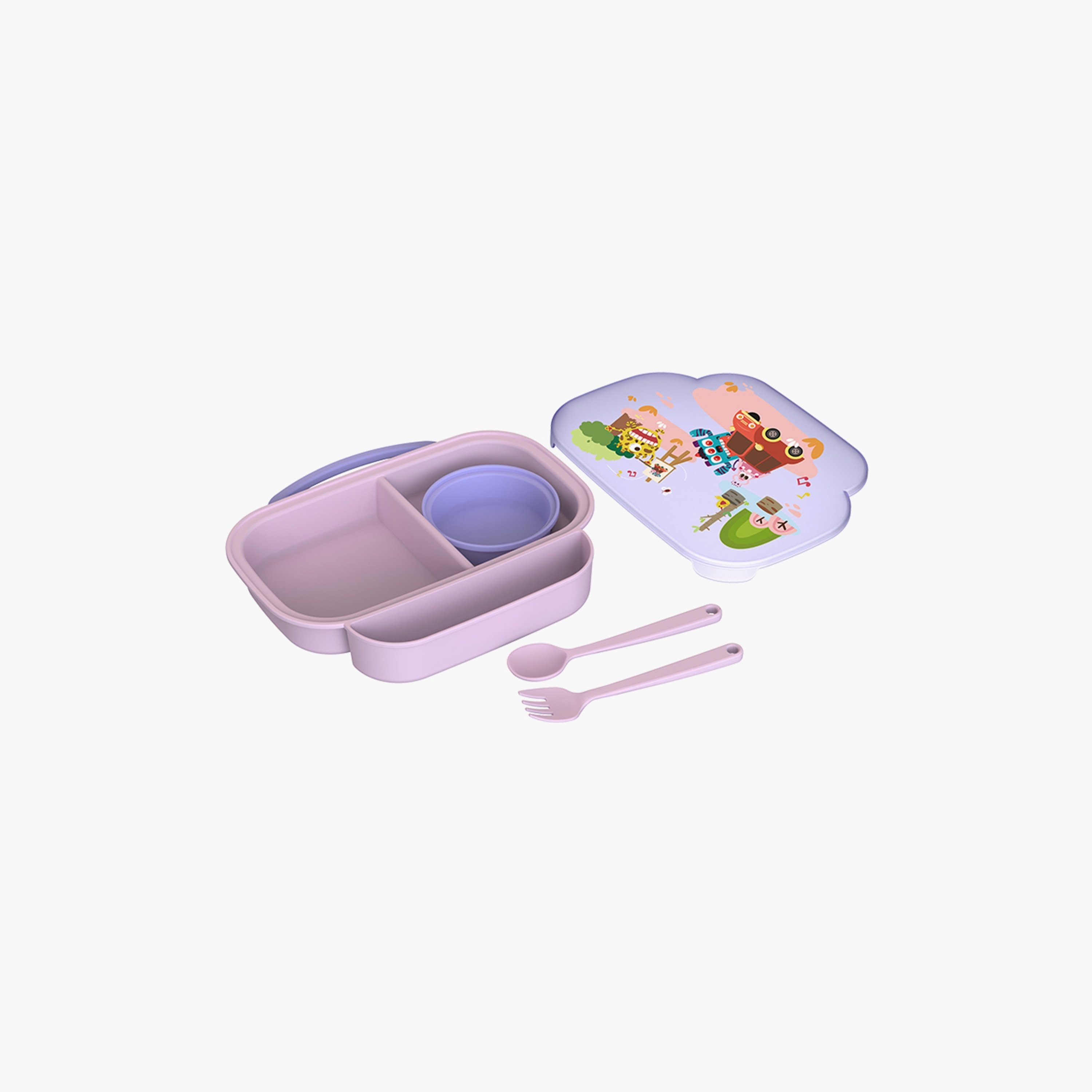 Luqu 3-Compartment Food Plate Set - Purple-baby-feeding-mealtimeessentials-image-2