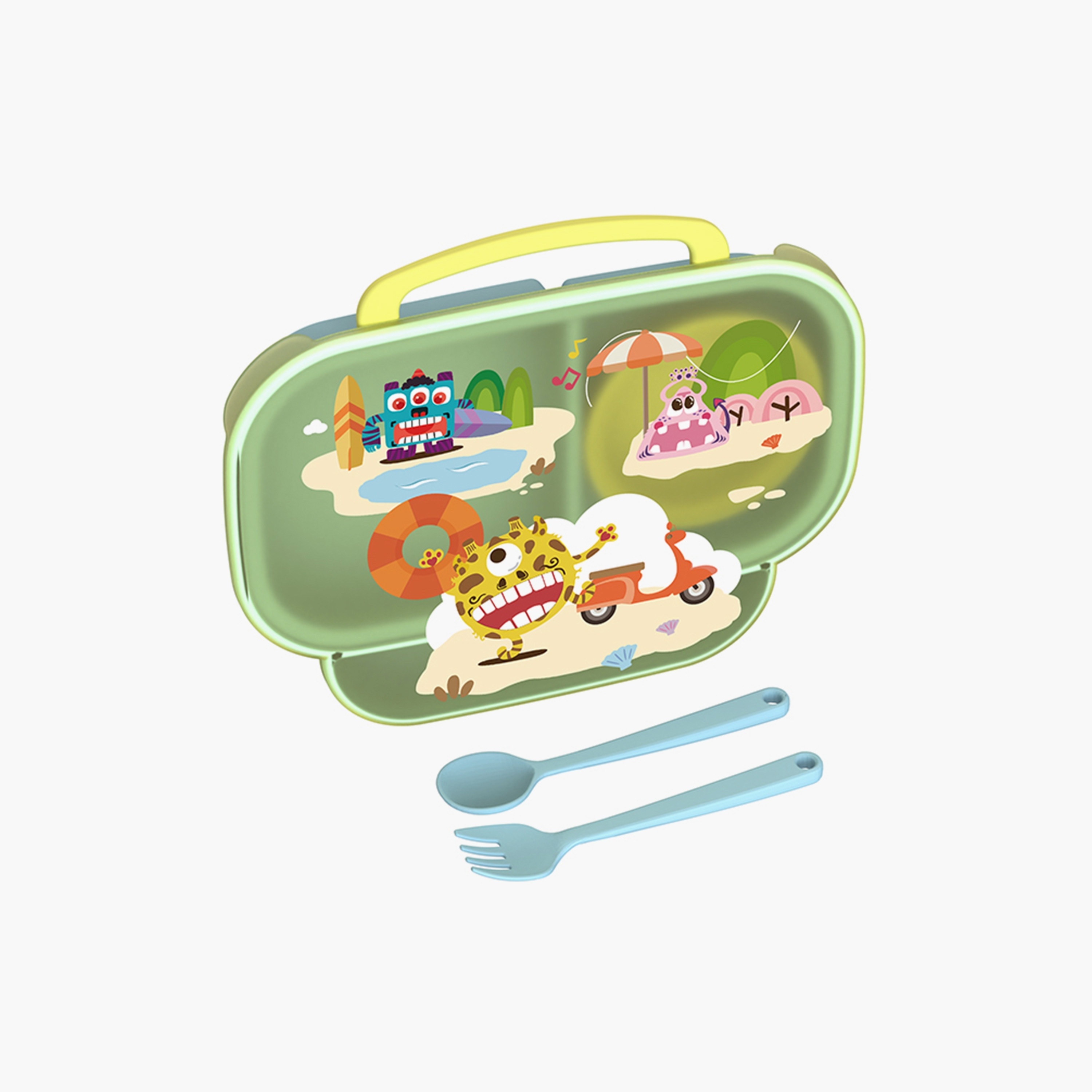 Luqu 3-Compartment Food Plate Set - Yellow-baby-feeding-mealtimeessentials-image-1
