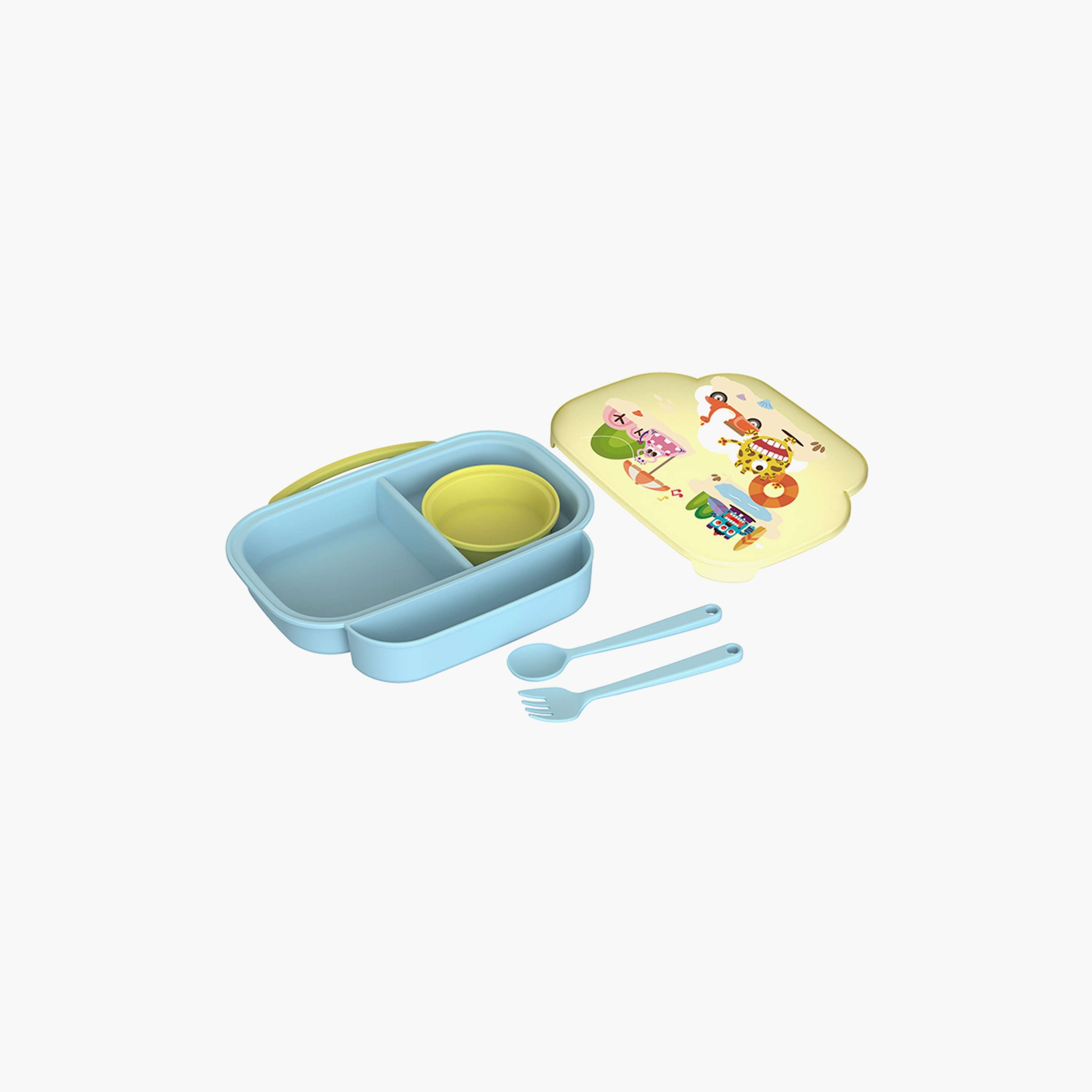 Luqu 3-Compartment Food Plate Set - Yellow-baby-feeding-mealtimeessentials-image-2