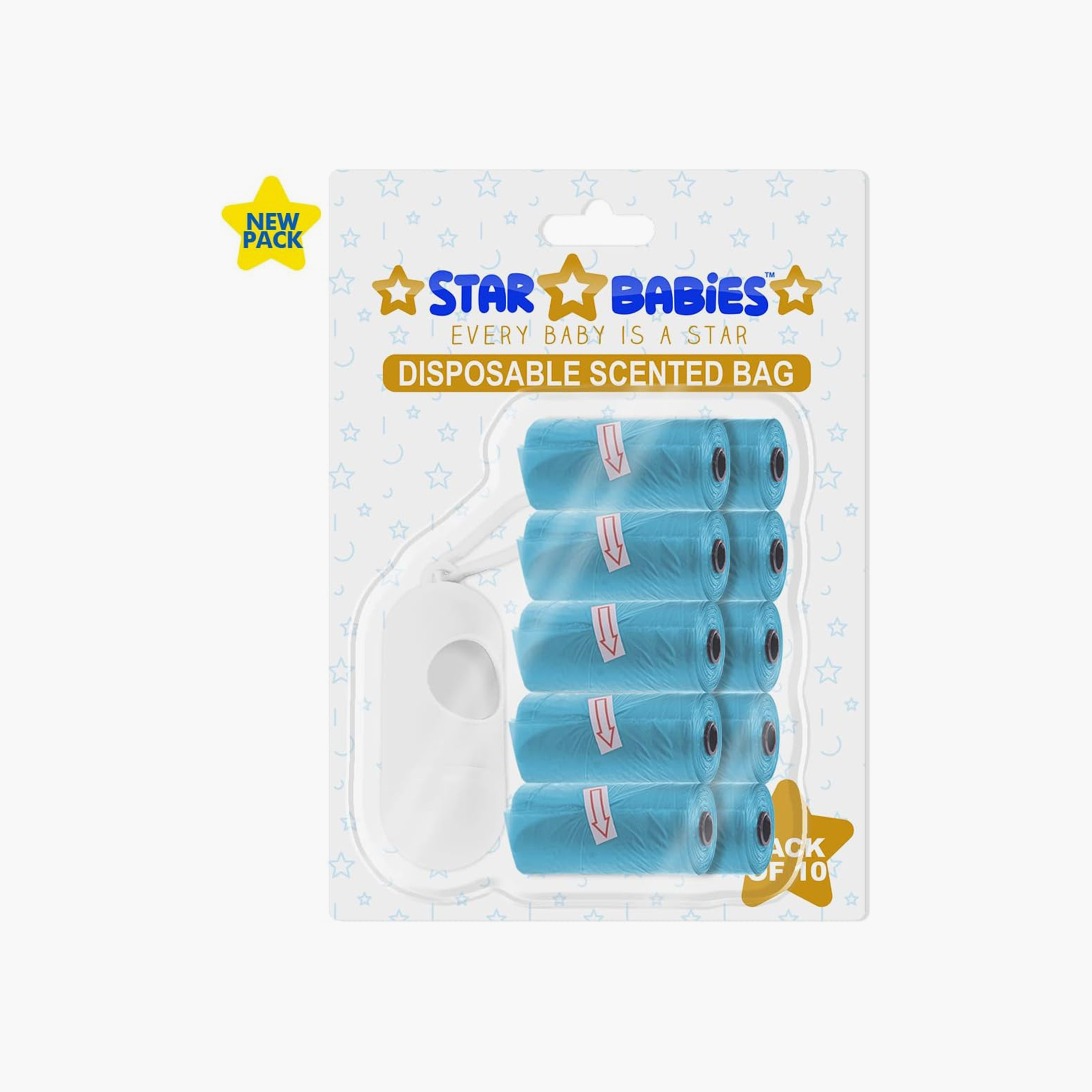 Star Babies Pack of 10 Scented Bag with Dispenser - Assorted - 150-Piece - 22 x 32 Cm-baby-diapering-binsandrefills-image-1