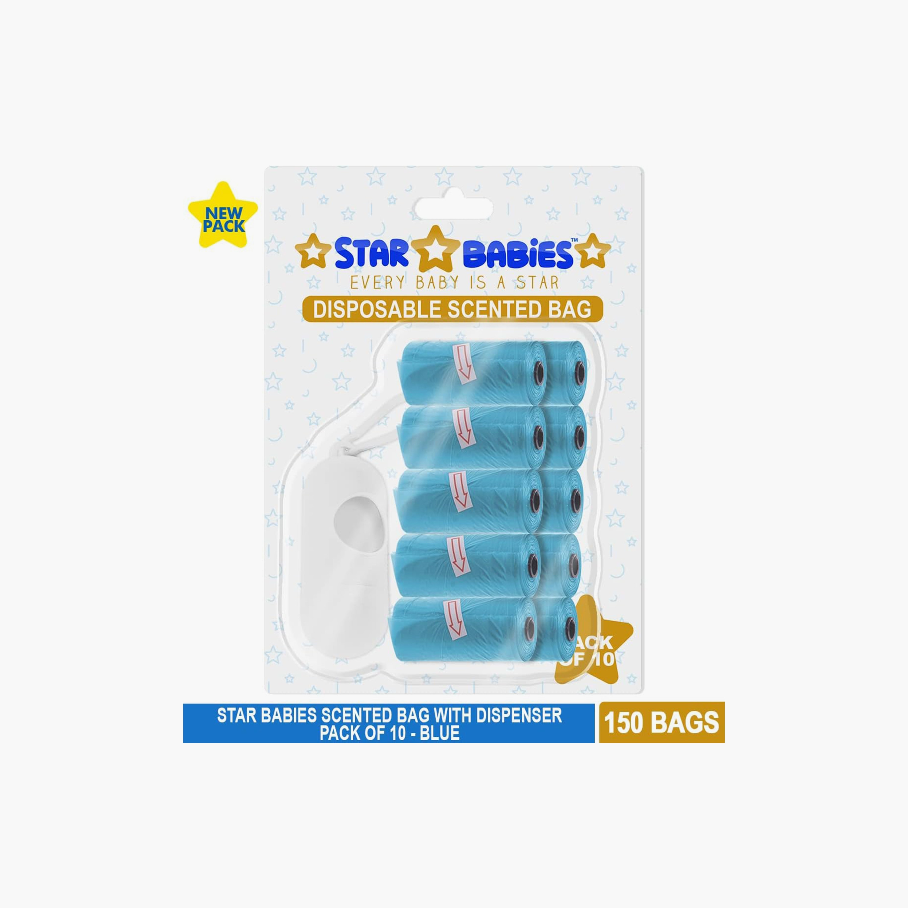 Star Babies Pack of 10 Scented Bag with Dispenser - Assorted - 150-Piece - 22 x 32 Cm-baby-diapering-binsandrefills-image-2
