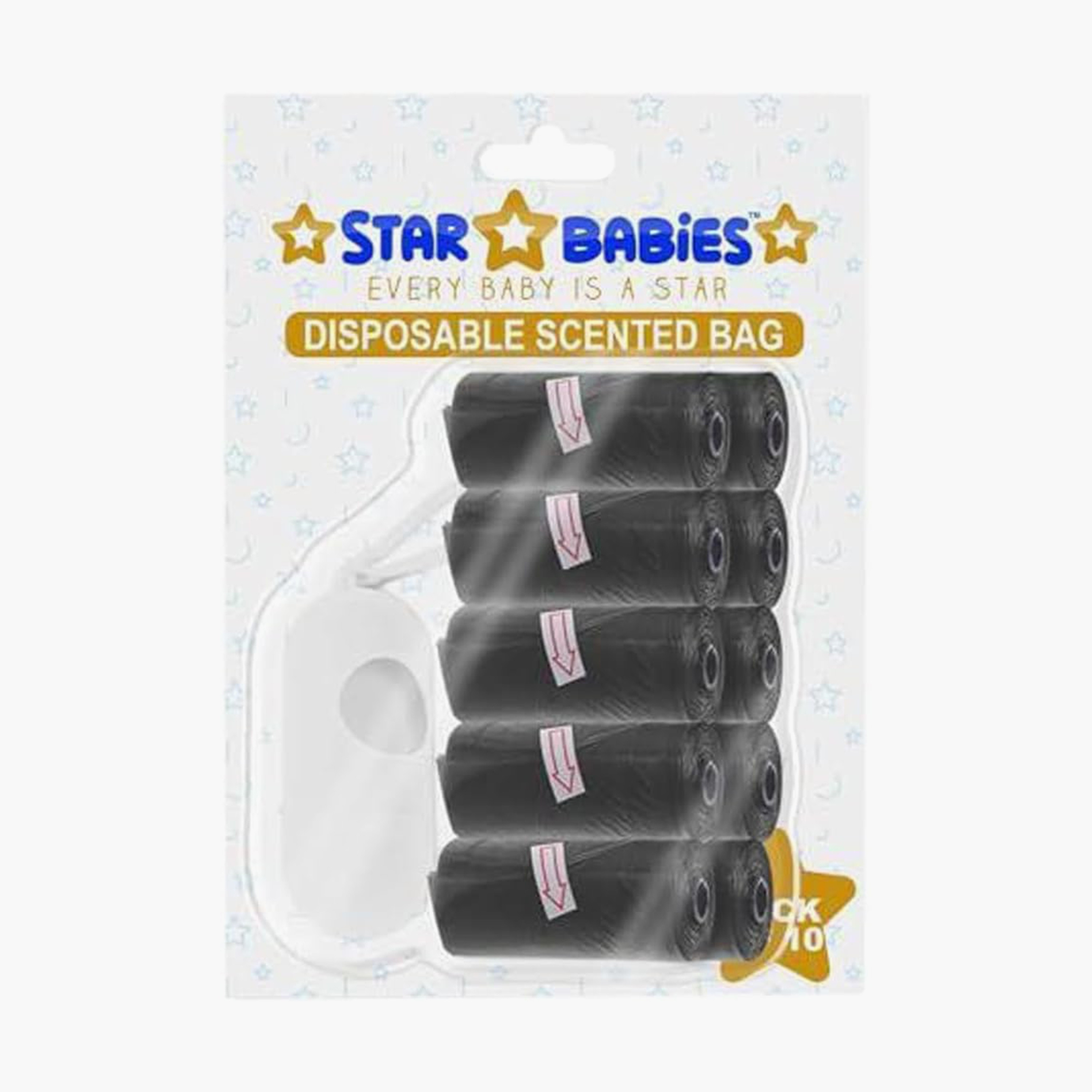 مجموعة من 10 أكياس معطرة مع موزع من ستار بيبيز - متنوعة - 150 قطعة - 22 × 32 سم-baby-diapering-binsandrefills-image-1