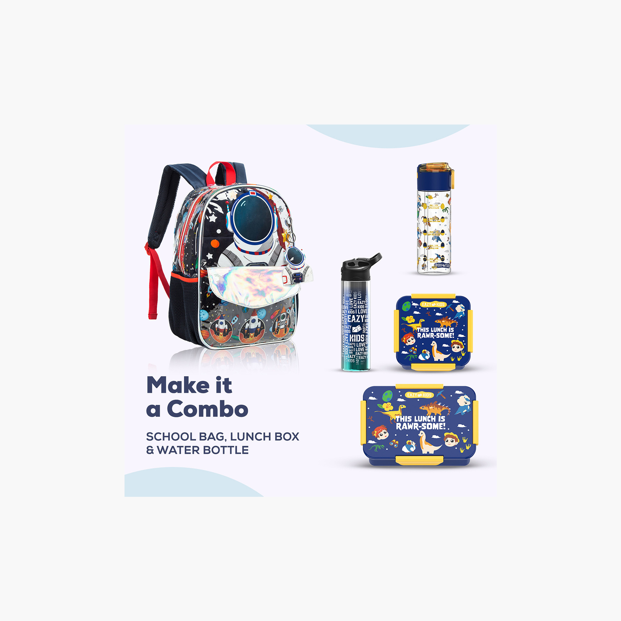 شنطة ظهر 16 بوصة بطبعات رائد فضاء مع شنطة غداء ومقلمة من إيزي كيدز-school-bagsandbackpacks-sets-image-8