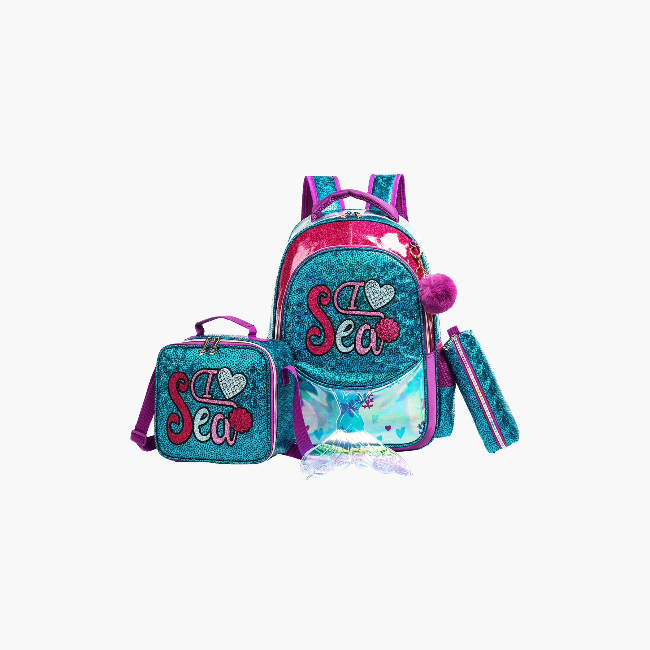 شنطة ظهر ترولي 17 بوصة مع شنطة غداء ومقلمة بطبعات من إيزي كيدز-school-bagsandbackpacks-sets-image-1