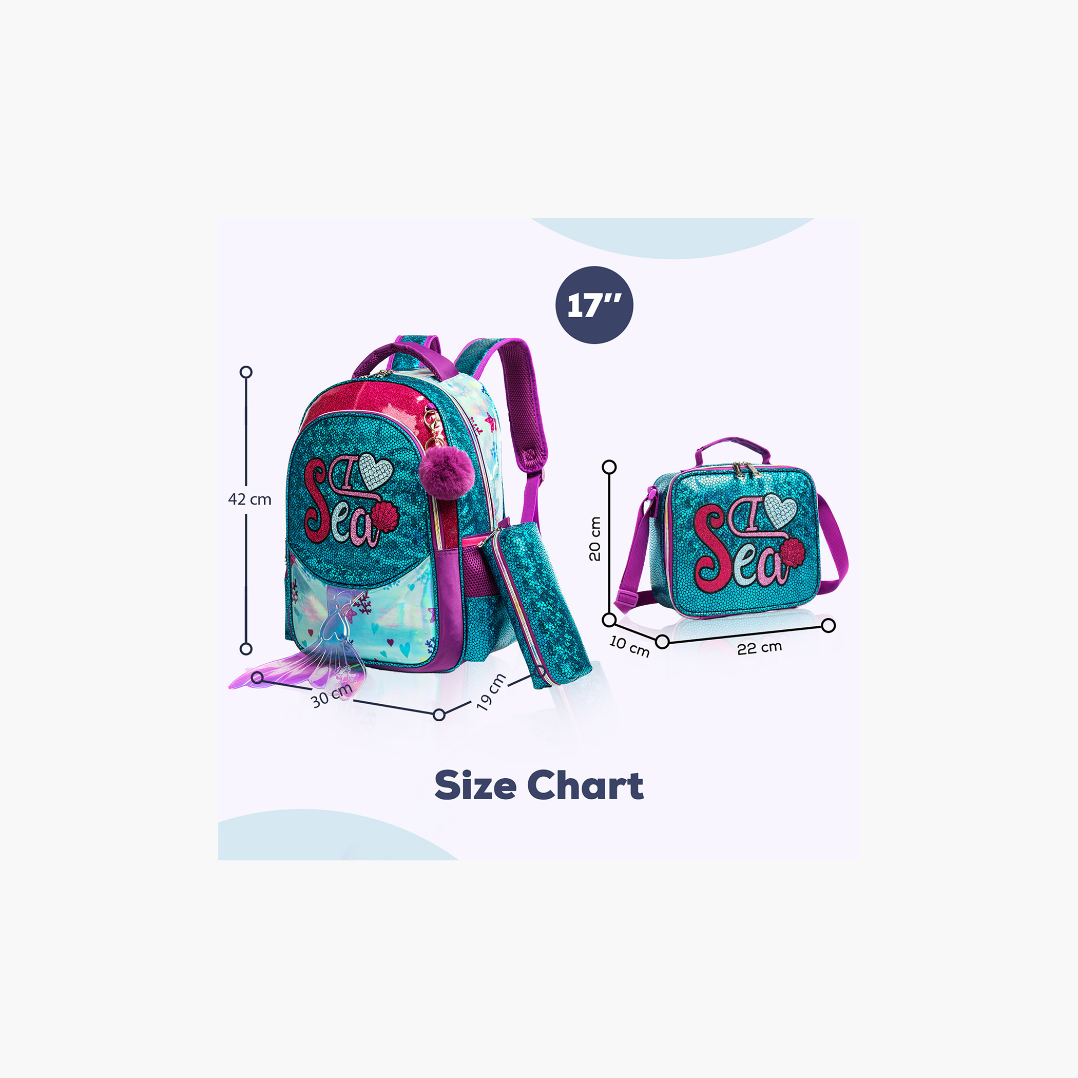 شنطة ظهر ترولي 17 بوصة مع شنطة غداء ومقلمة بطبعات من إيزي كيدز-school-bagsandbackpacks-sets-image-2
