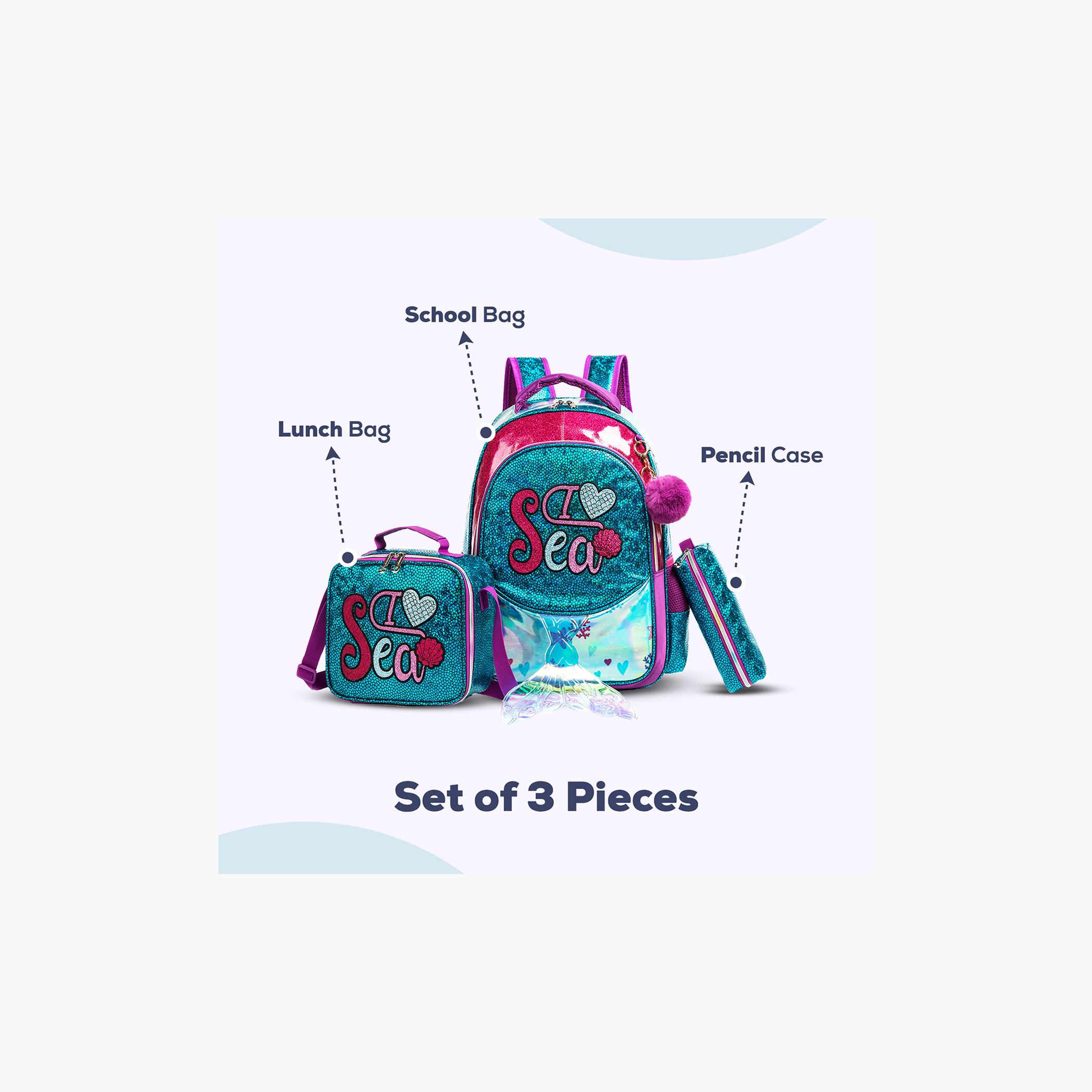 شنطة ظهر ترولي 17 بوصة مع شنطة غداء ومقلمة بطبعات من إيزي كيدز-school-bagsandbackpacks-sets-image-5