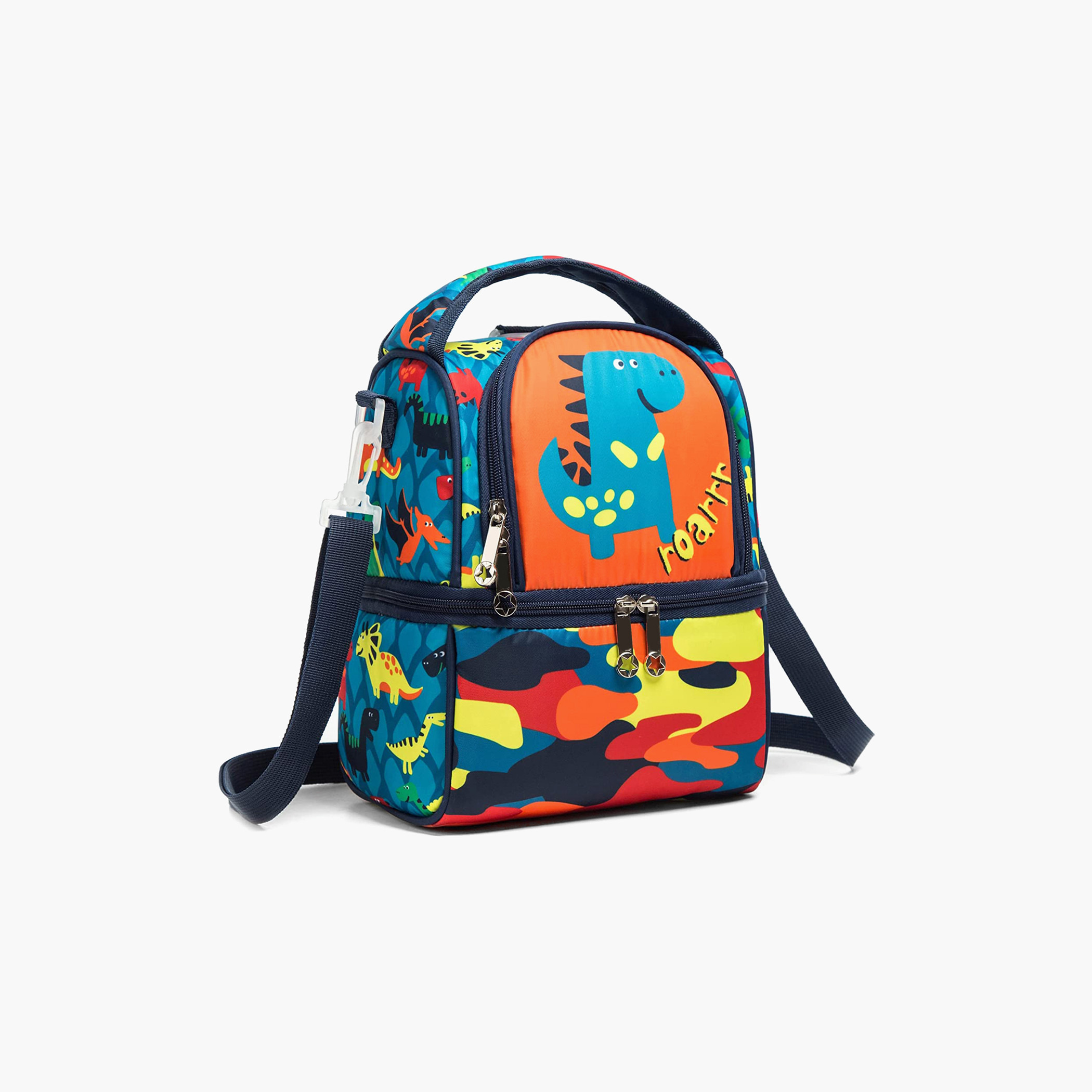 شنطة غداء بطبعات ديناصور مع سحاب للإغلاق من إيزي كيدز-school-lunchessentials-lunchbags-image-1