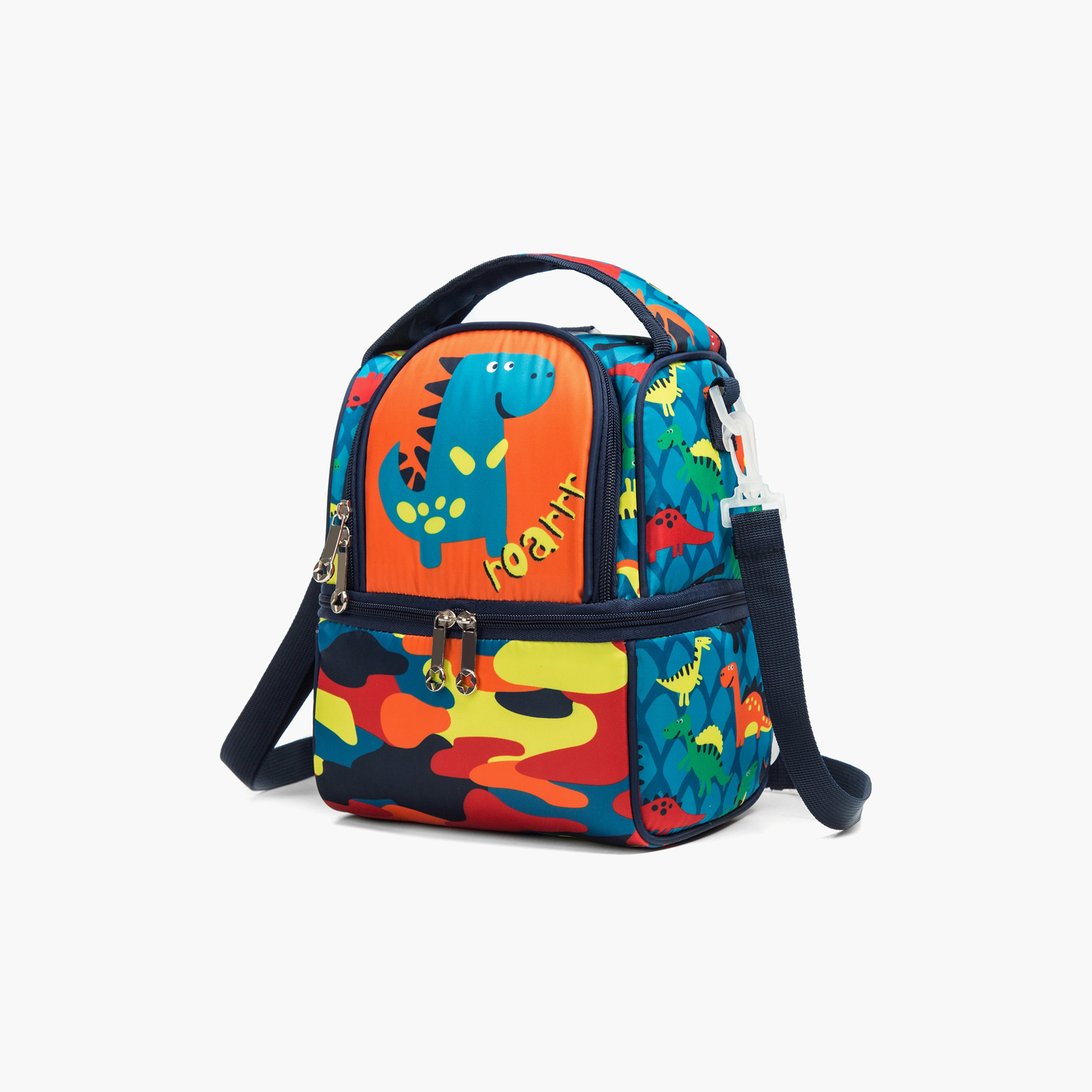 شنطة غداء بطبعات ديناصور مع سحاب للإغلاق من إيزي كيدز-school-lunchessentials-lunchbags-image-3