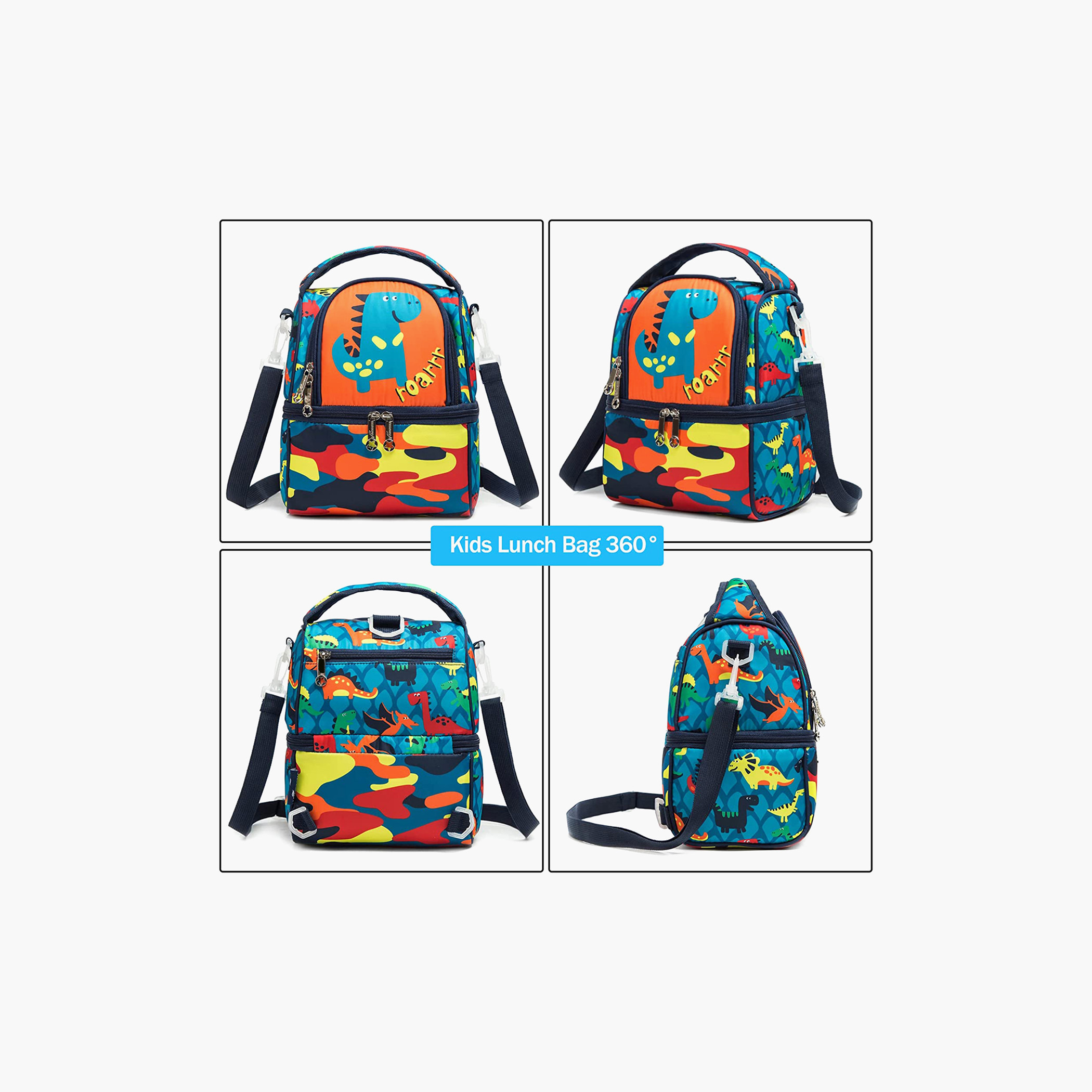 Eazy Kids Dinosaur Print Lunch Bag with Zip Closure-school-lunchessentials-lunchbags-image-6