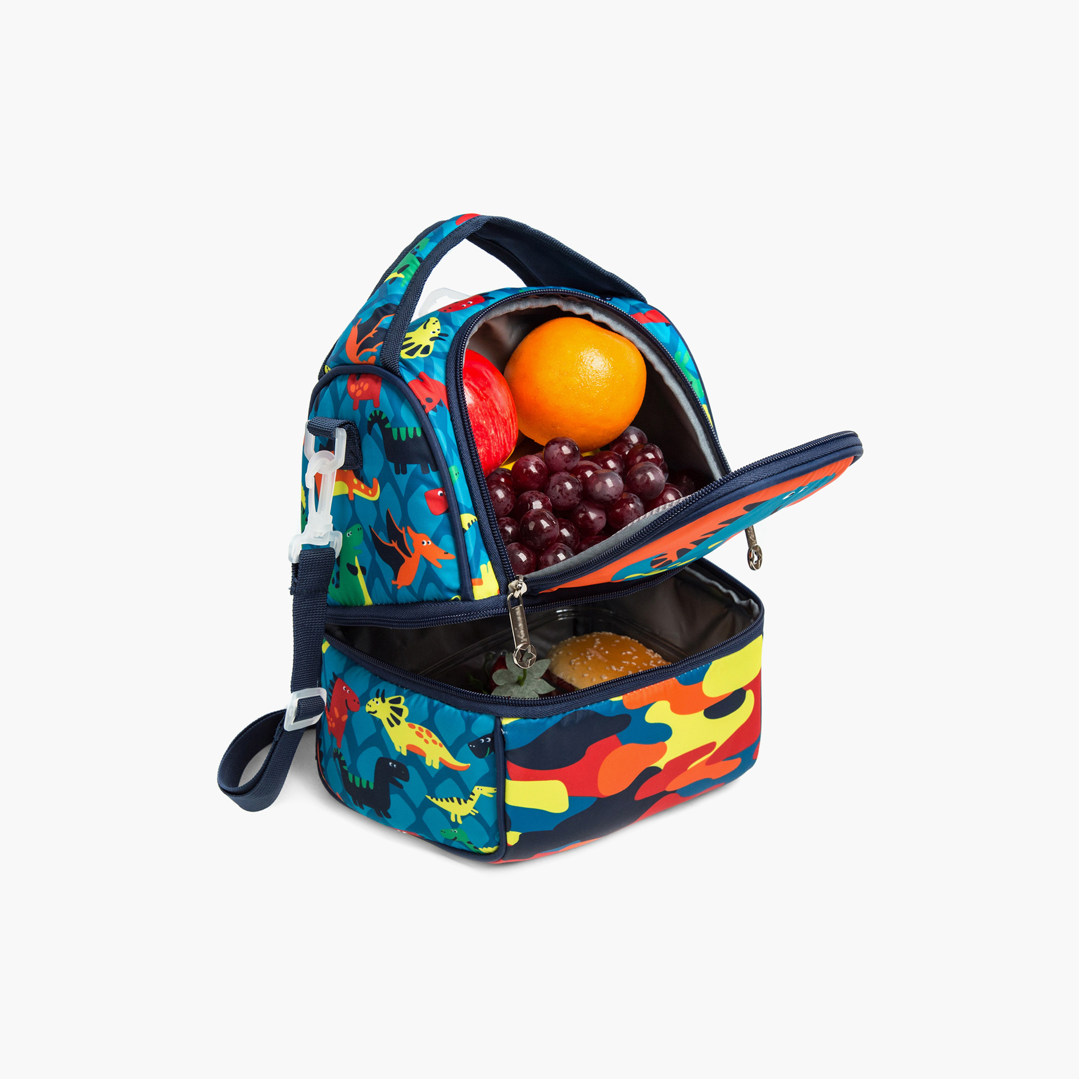 شنطة غداء بطبعات ديناصور مع سحاب للإغلاق من إيزي كيدز-school-lunchessentials-lunchbags-image-7