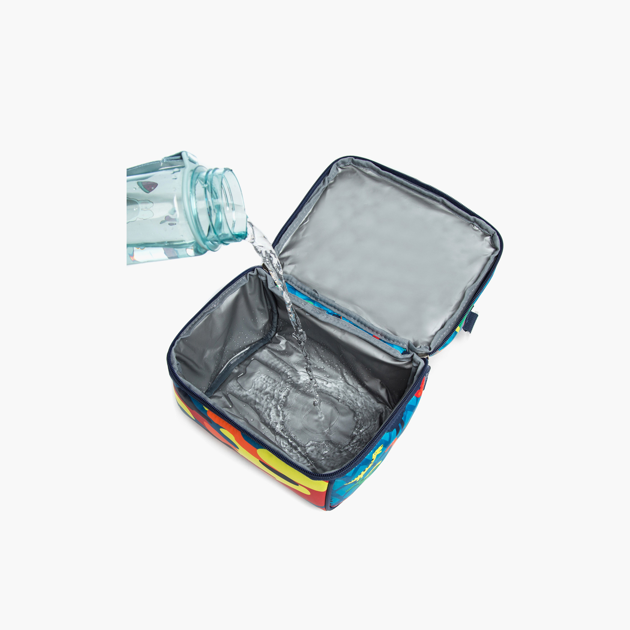 شنطة غداء بطبعات ديناصور مع سحاب للإغلاق من إيزي كيدز-school-lunchessentials-lunchbags-image-8