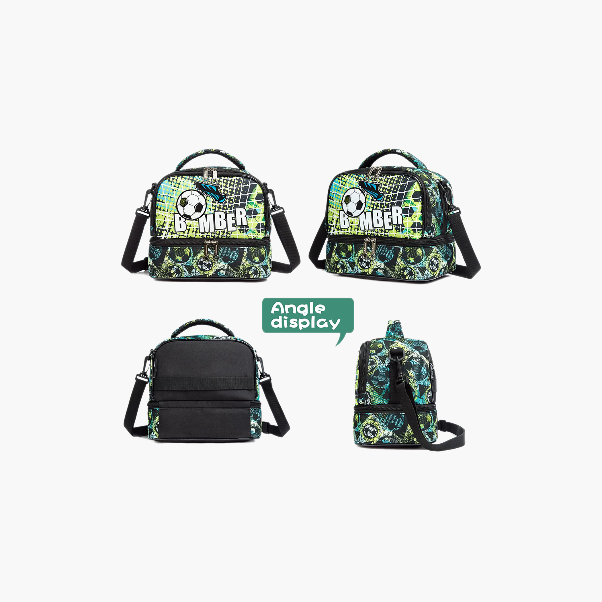 Eazy Kids Football Print Lunch Bag with Zip Closure-school-lunchessentials-lunchbags-image-3