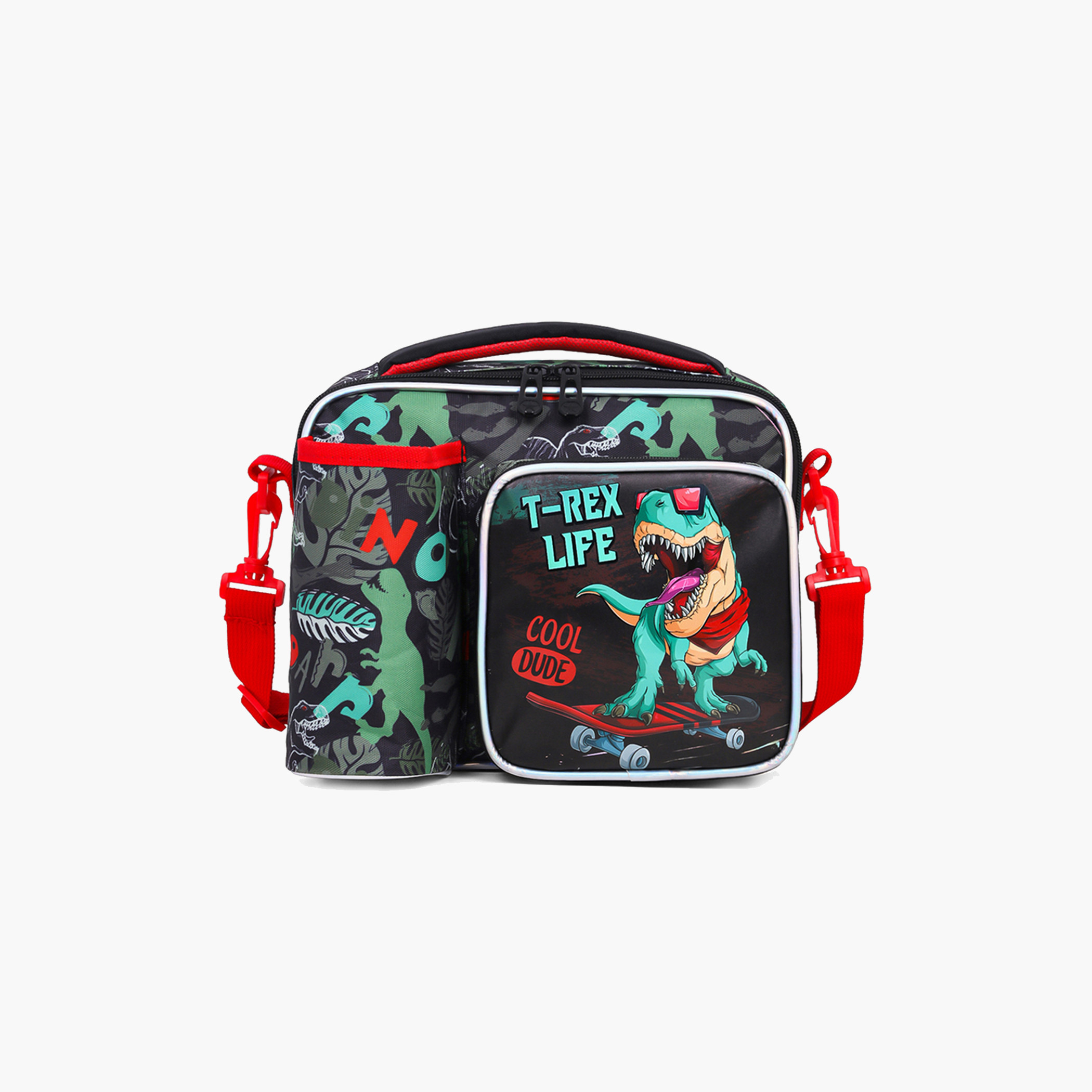 Eazy Kids Dinosaur Print Lunch Bag with Zip Closure-school-lunchessentials-lunchbags-image-1