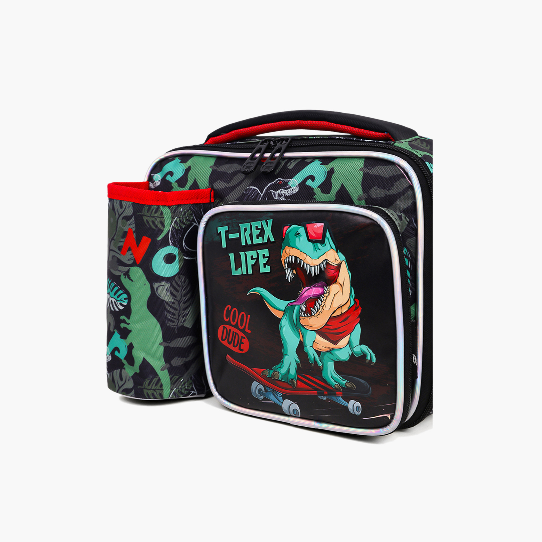 Eazy Kids Dinosaur Print Lunch Bag with Zip Closure-school-lunchessentials-lunchbags-image-3