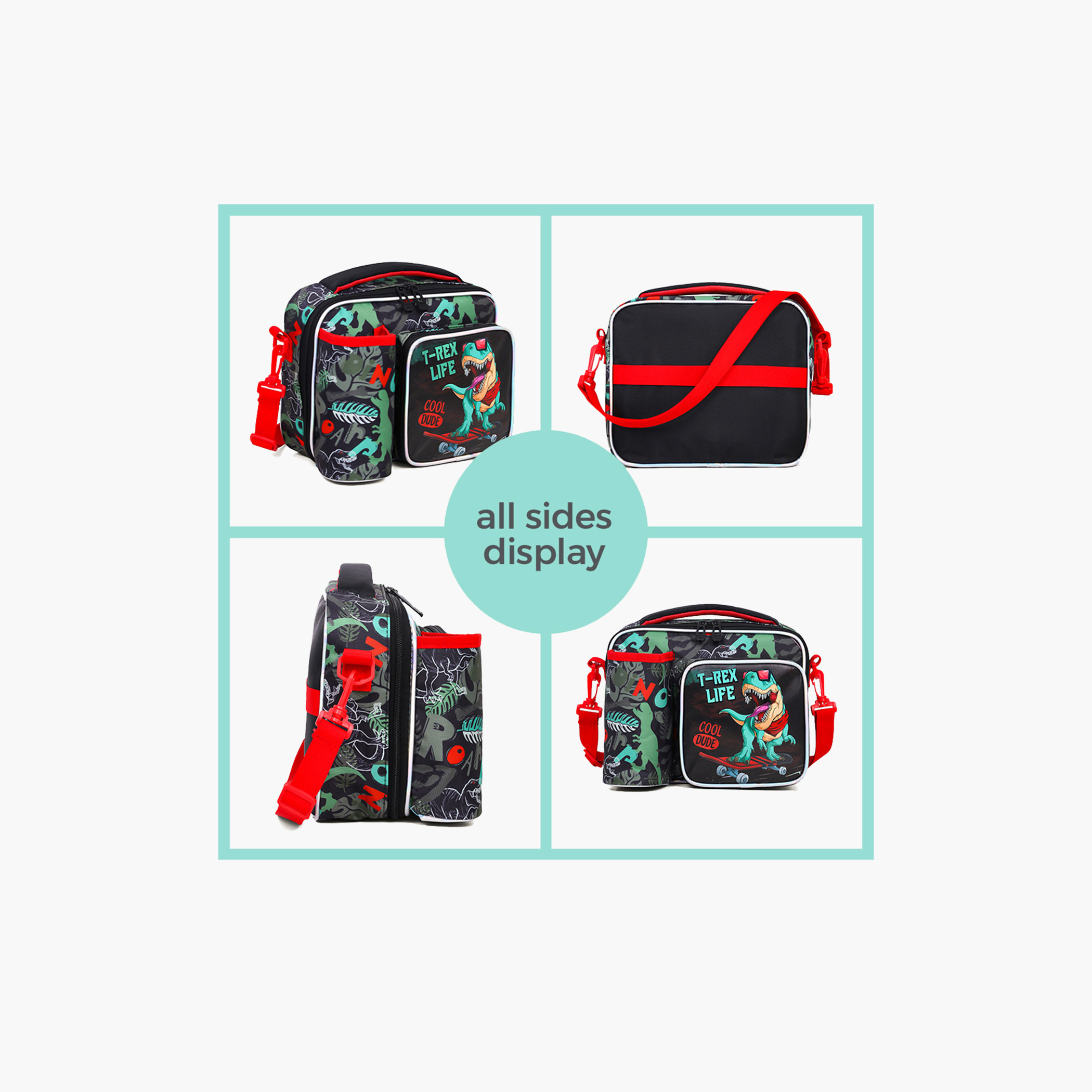 Eazy Kids Dinosaur Print Lunch Bag with Zip Closure-school-lunchessentials-lunchbags-image-9