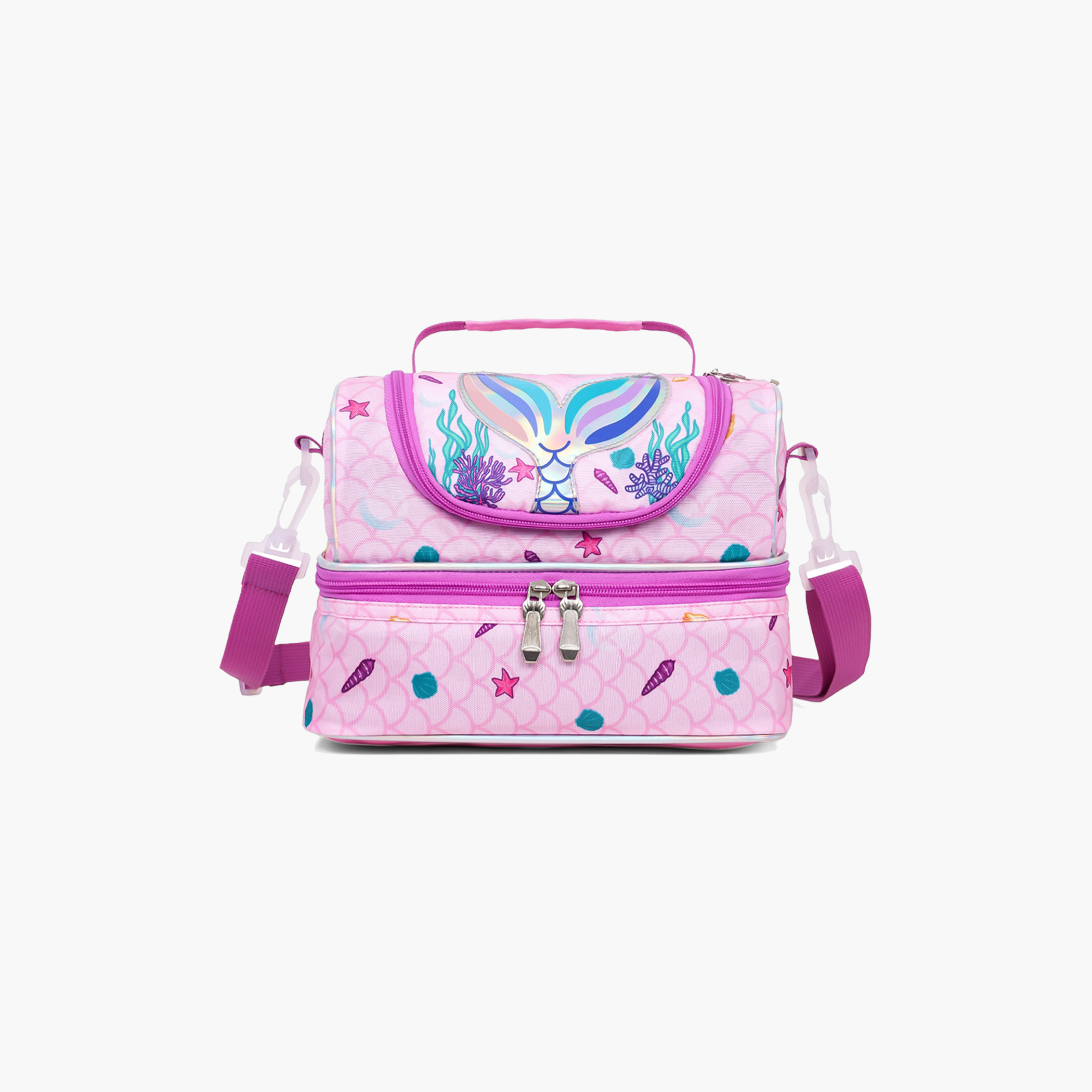 Eazy Kids Mermaid Print Dual Compartment Lunch Bag with Zip Closure-school-lunchessentials-lunchbags-image-1