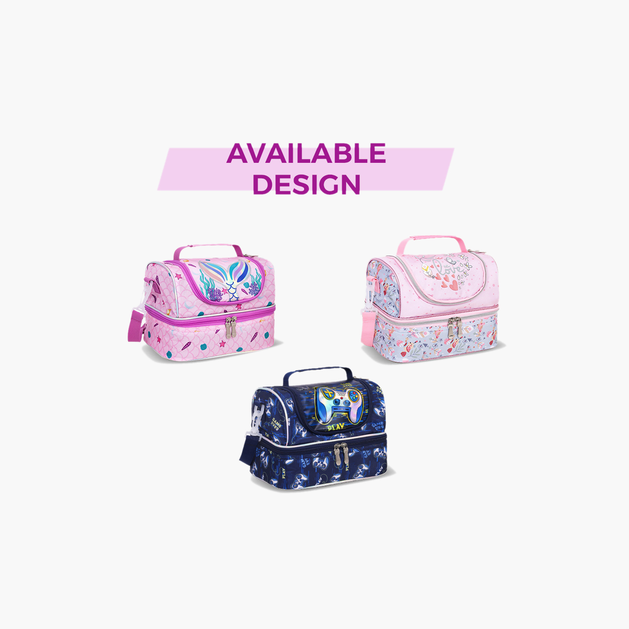 Eazy Kids Mermaid Print Dual Compartment Lunch Bag with Zip Closure-school-lunchessentials-lunchbags-image-2