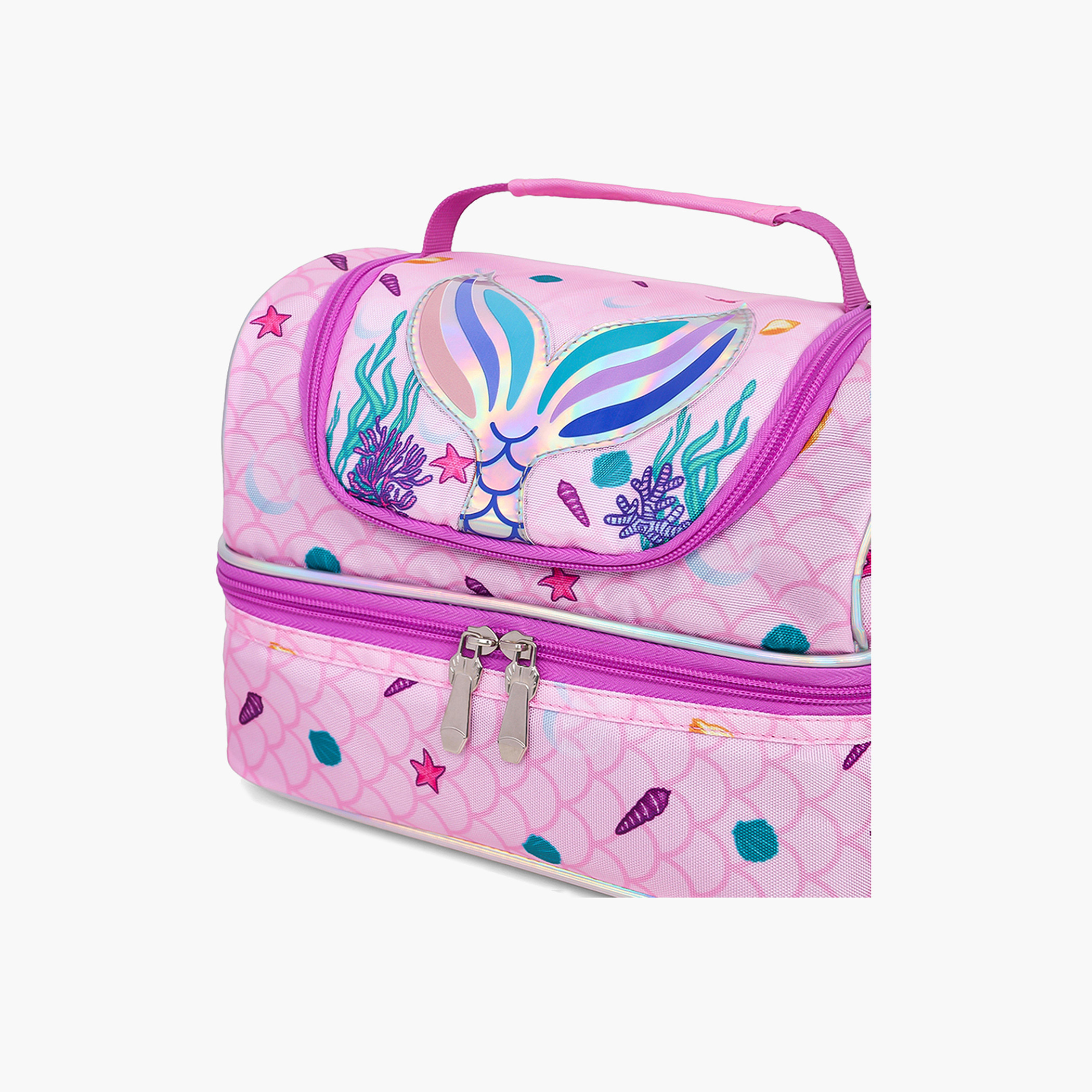 Eazy Kids Mermaid Print Dual Compartment Lunch Bag with Zip Closure-school-lunchessentials-lunchbags-image-3