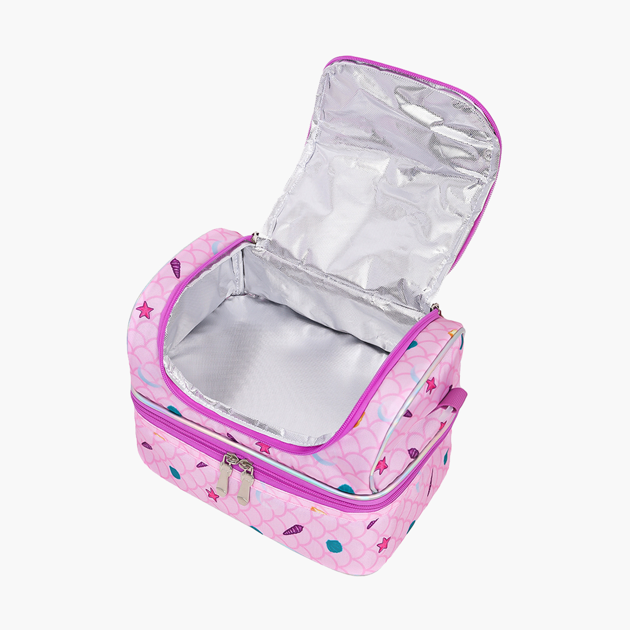 Eazy Kids Mermaid Print Dual Compartment Lunch Bag with Zip Closure-school-lunchessentials-lunchbags-image-4