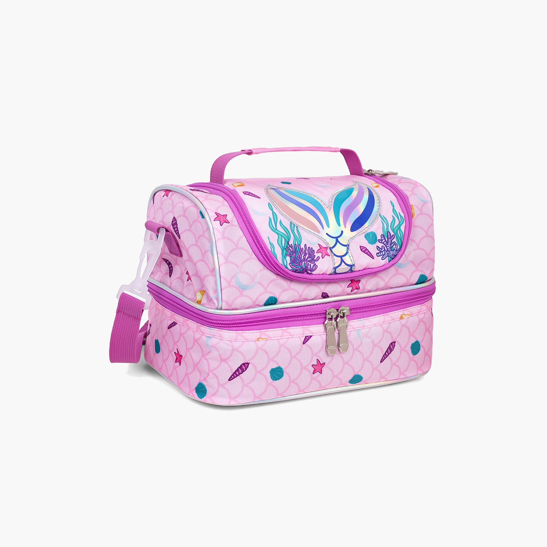 Eazy Kids Mermaid Print Dual Compartment Lunch Bag with Zip Closure-school-lunchessentials-lunchbags-image-6