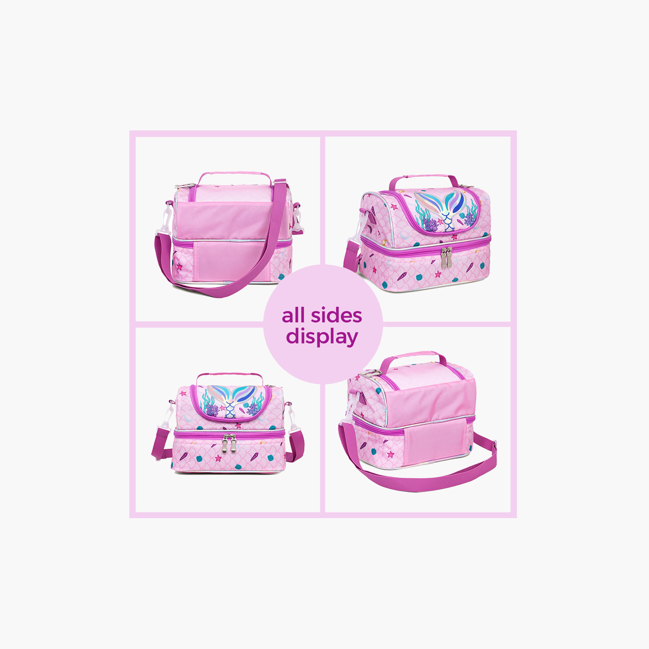 Eazy Kids Mermaid Print Dual Compartment Lunch Bag with Zip Closure-school-lunchessentials-lunchbags-image-8