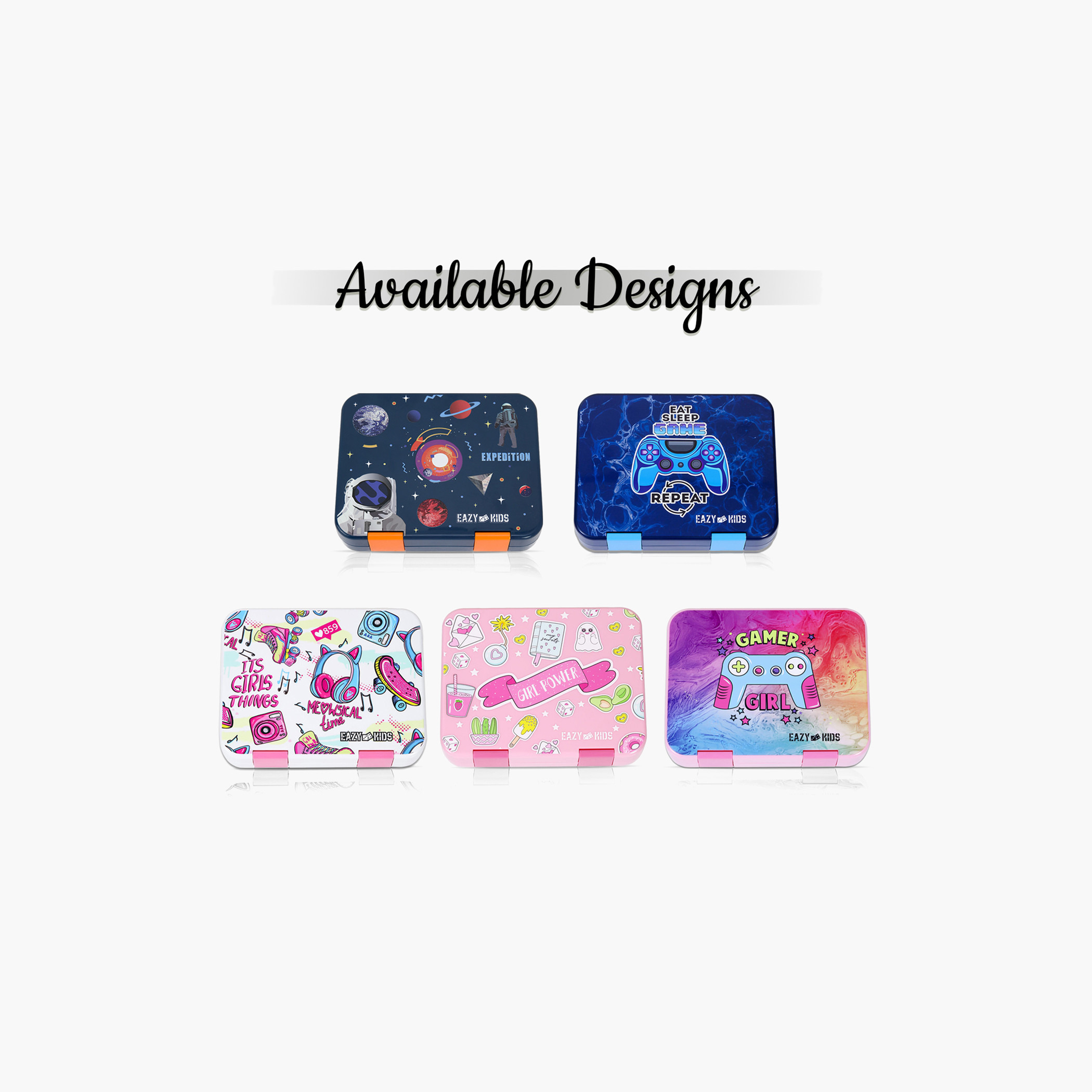 Eazy Kids Gamer Girl Print 5 and 4 Convertible Bento Lunch Box with Sandwich Cutter and Fruit Pick-school-lunchessentials-lunchboxes-image-12