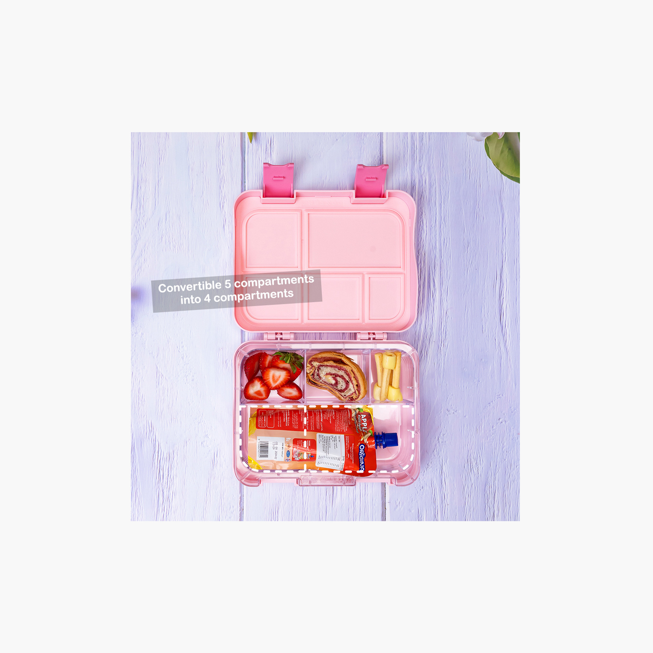 Eazy Kids Gamer Girl Print 5 and 4 Convertible Bento Lunch Box with Sandwich Cutter and Fruit Pick-school-lunchessentials-lunchboxes-image-3
