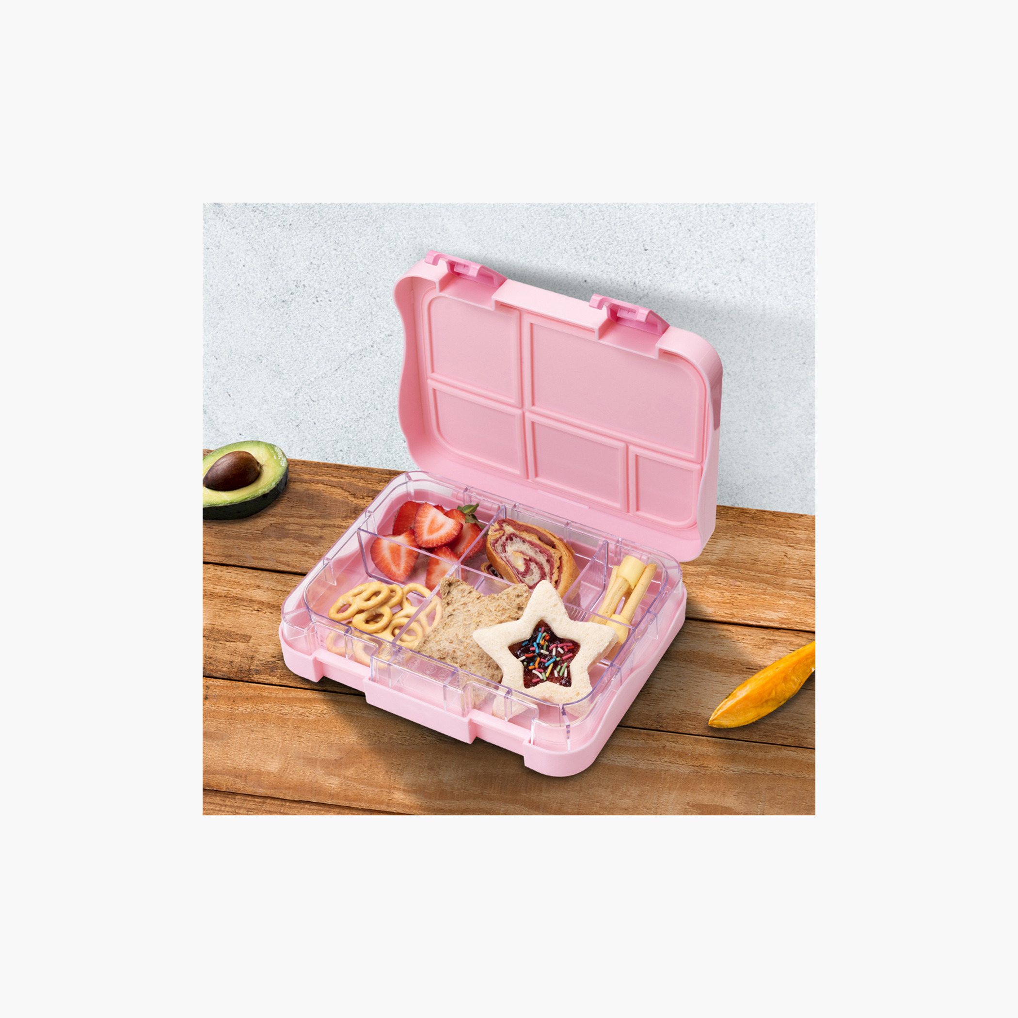 Eazy Kids Gamer Girl Print 5 and 4 Convertible Bento Lunch Box with Sandwich Cutter and Fruit Pick-school-lunchessentials-lunchboxes-image-7