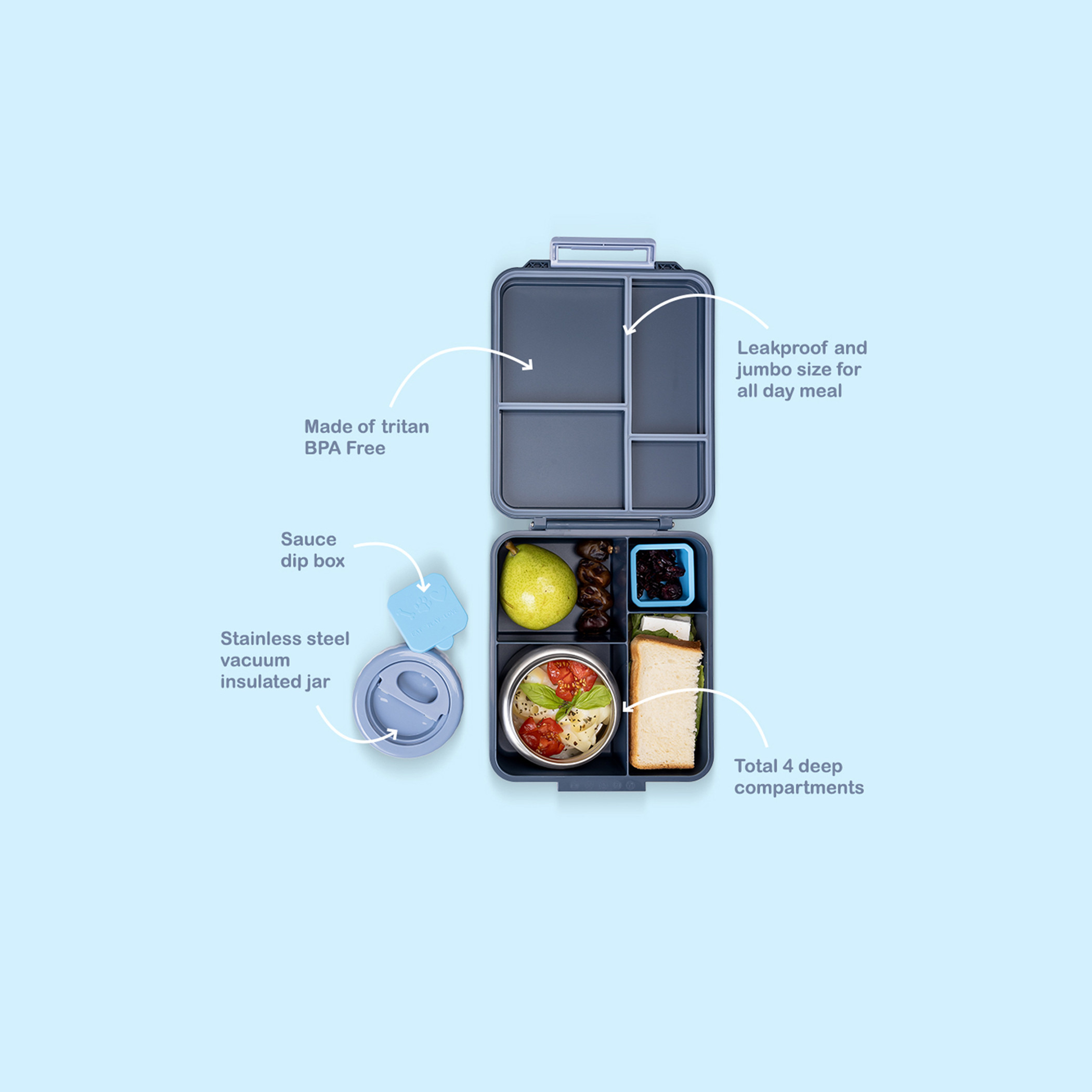 صندوق غداء جامبو مع ترمس ووعاء صلصة بينتو من إيزي كيدز-school-lunchessentials-lunchboxes-image-4