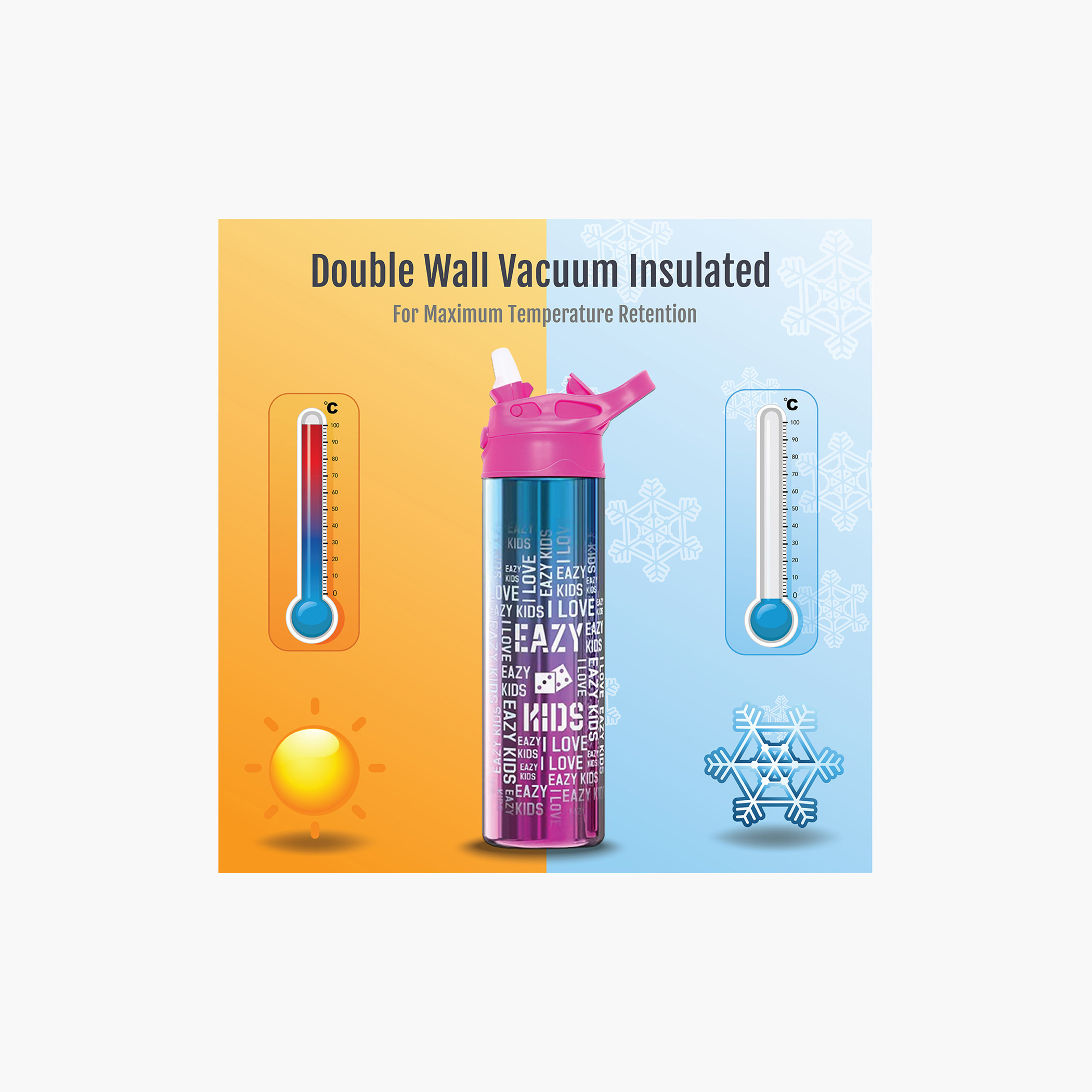 قارورة مياه ستانلس ستيل بجدار مزدوج وطبعات من إيزي كيدز - 520 مل-school-waterbottles-image-6
