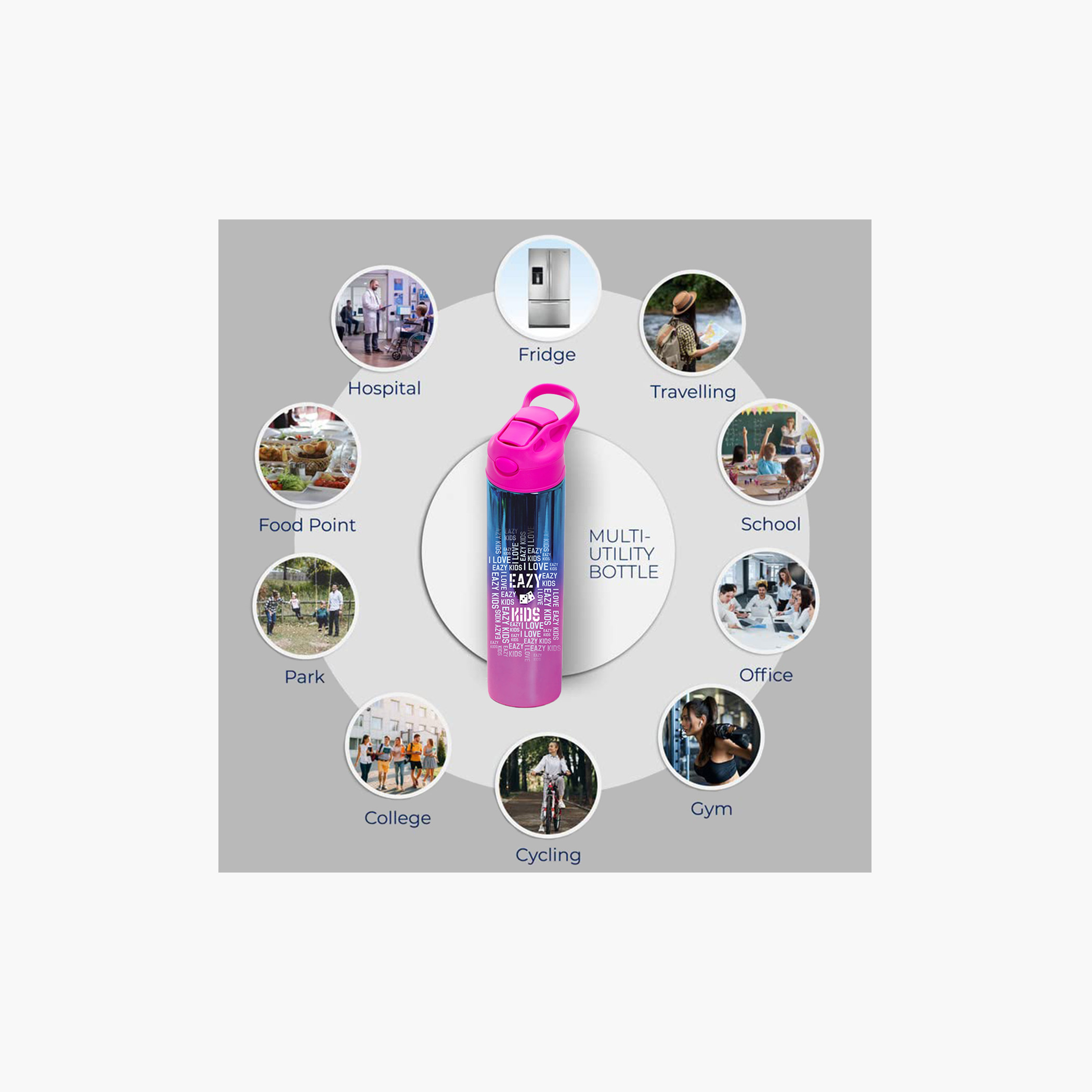 قارورة مياه ستانلس ستيل بجدار مزدوج وطبعات من إيزي كيدز - 520 مل-school-waterbottles-image-8