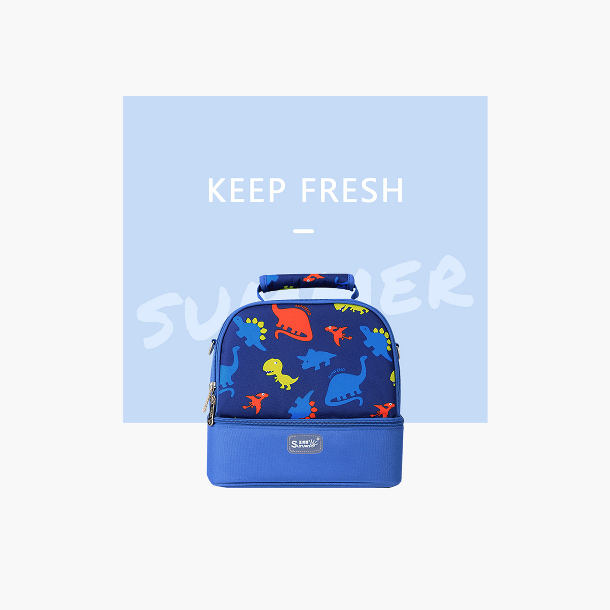 Sunveno Dinosaur Print Insulated Lunch Bag with Zip Closure-school-lunchessentials-lunchbags-image-11