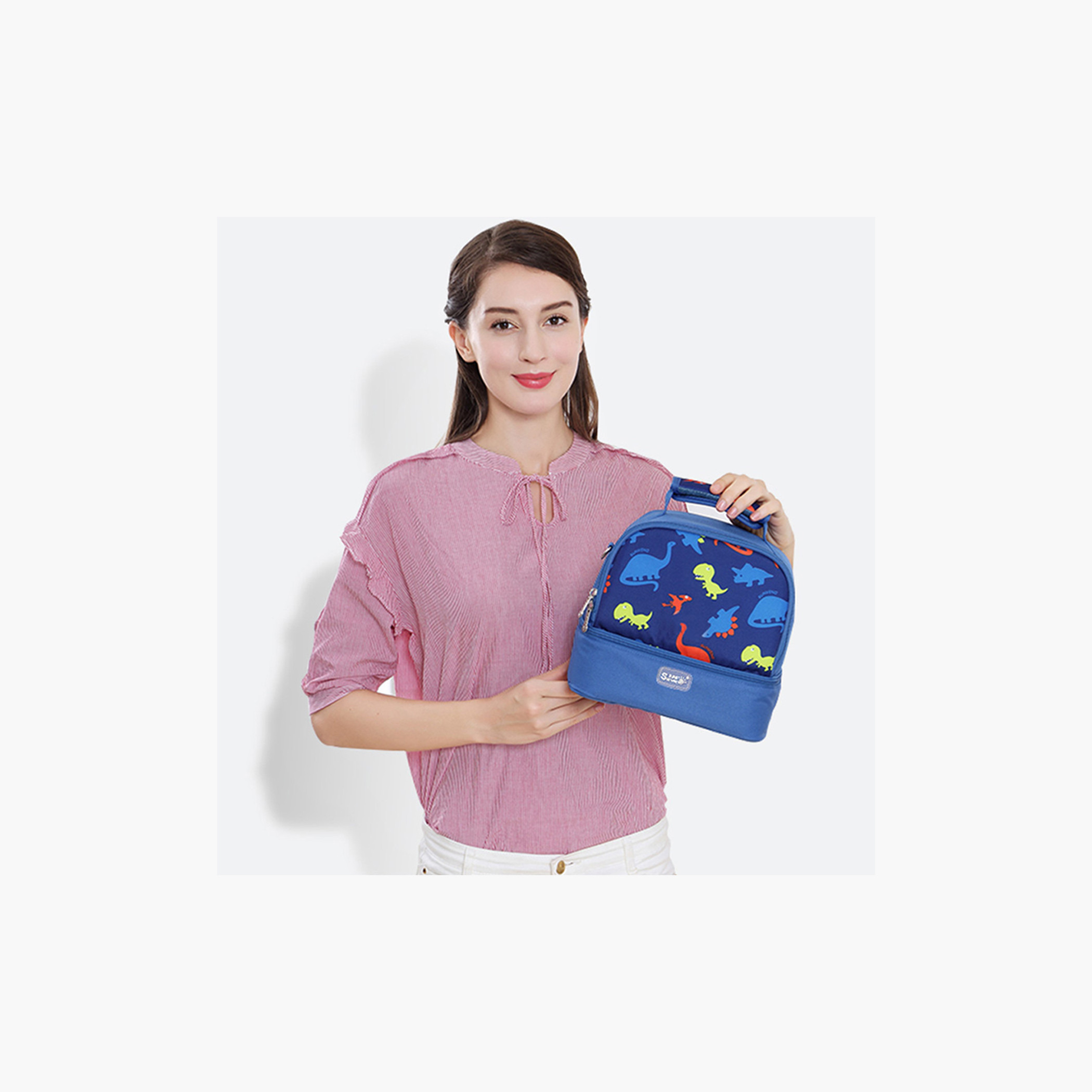 Sunveno Dinosaur Print Insulated Lunch Bag with Zip Closure-school-lunchessentials-lunchbags-image-2