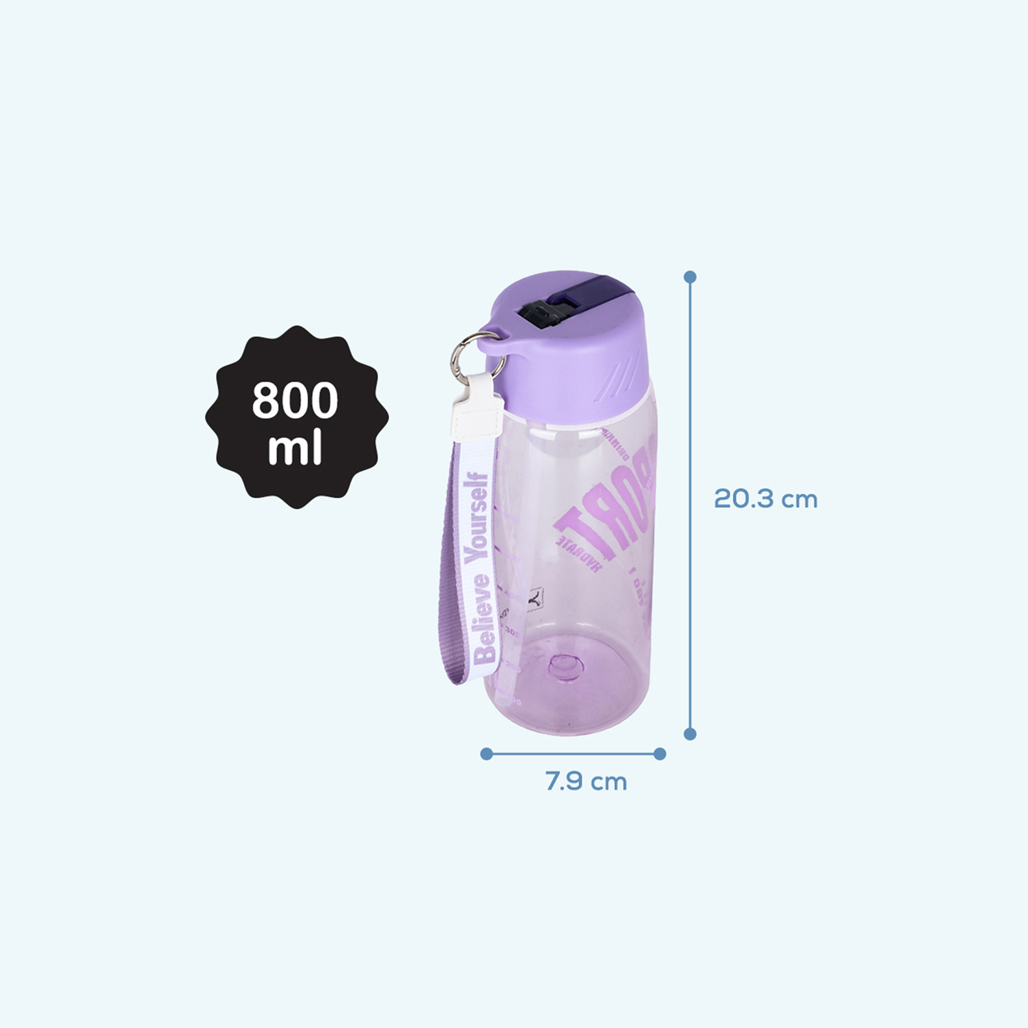 Hydrobrew Printed Water Bottle with Grab String - 800 ml-school-waterbottles-image-3