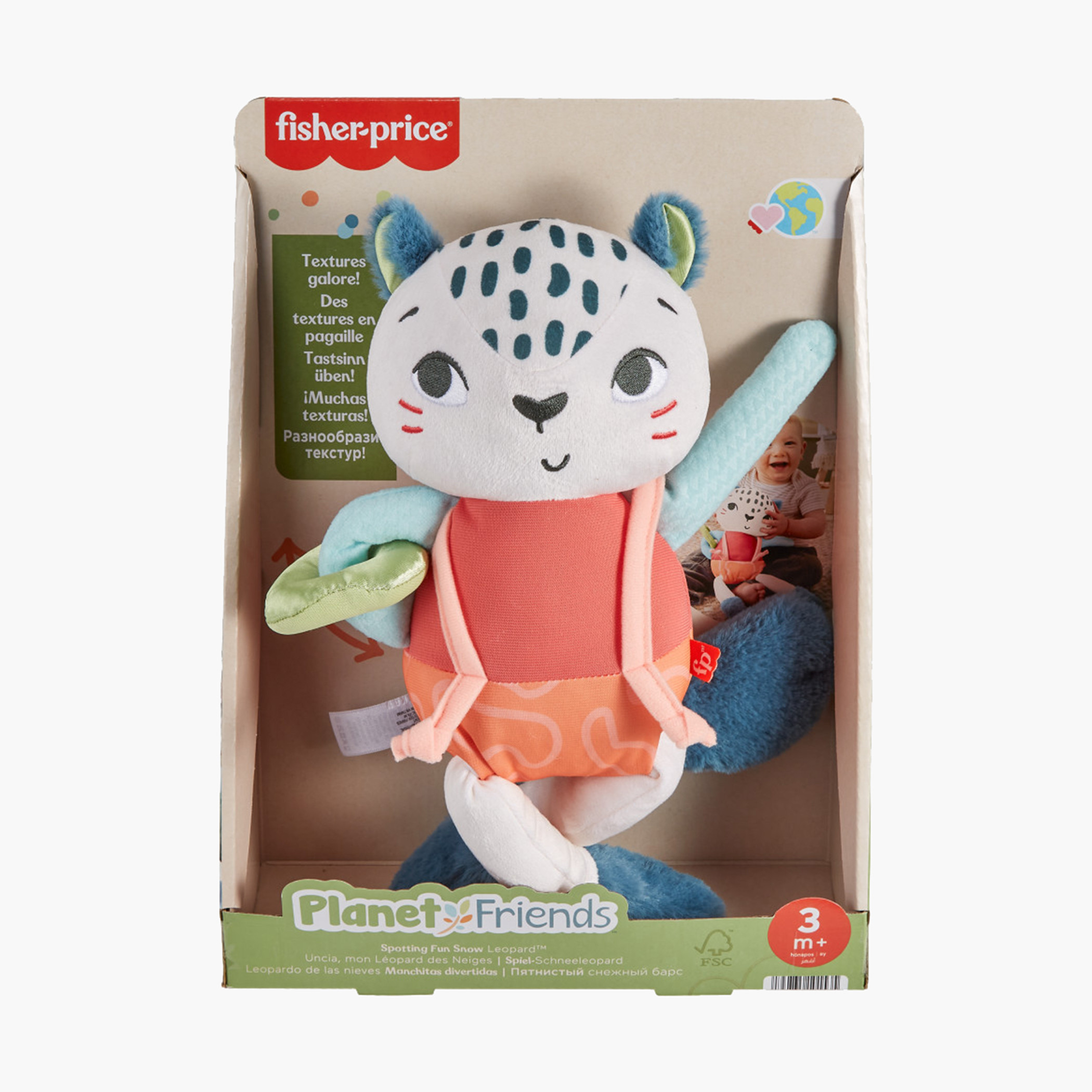 Fisher-Price Baby Toy Planet Friends Spotting Fun Snow Leopard Plush for Newborns Ages 3+ Months-toys-babyandtoddlertoys-learningtoys-image-6