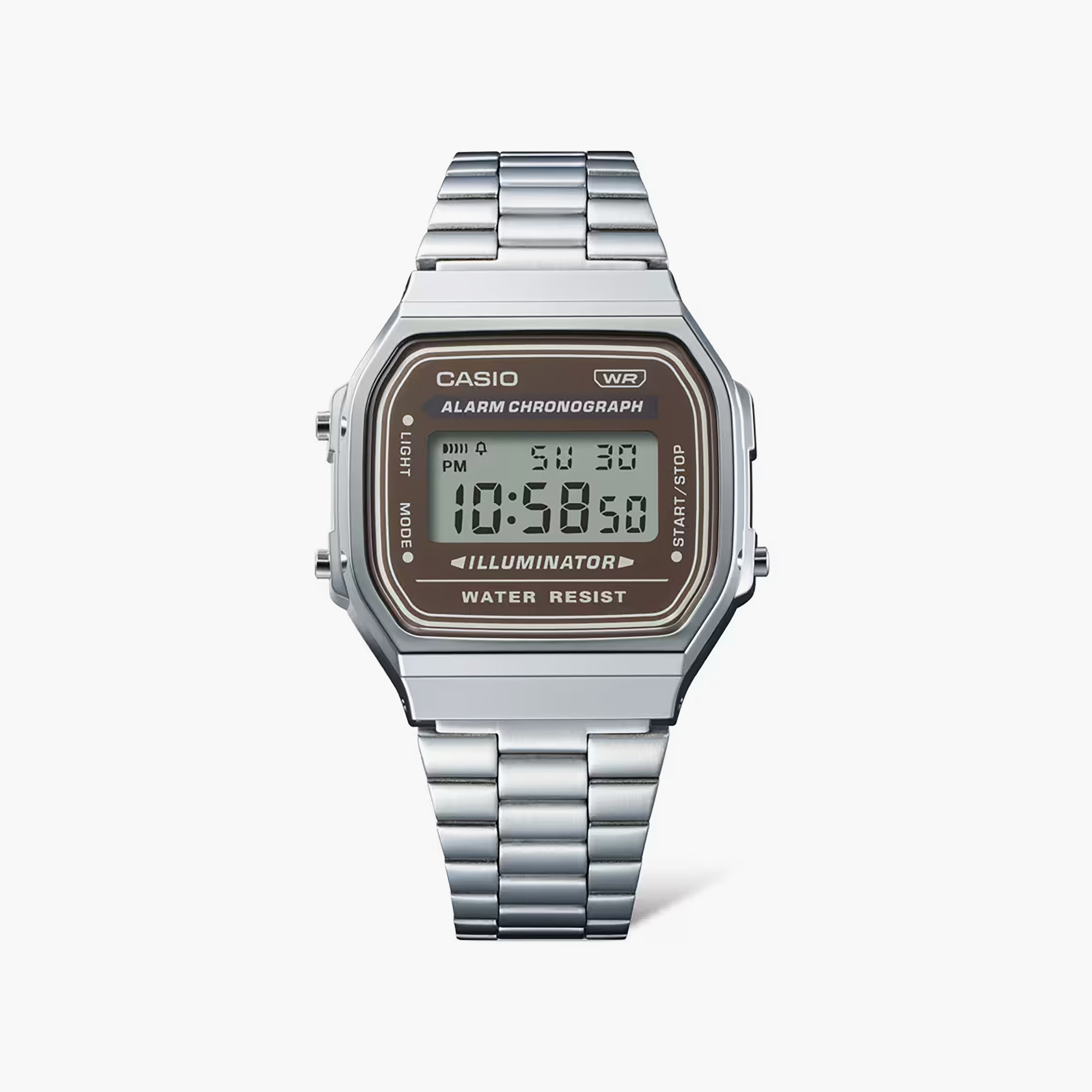 ساعة كاسيو 36 ملم فضية رقمية من الستانلس ستيل | A168WA-5AYDF-men-watchesandjewellery-watches-image-2