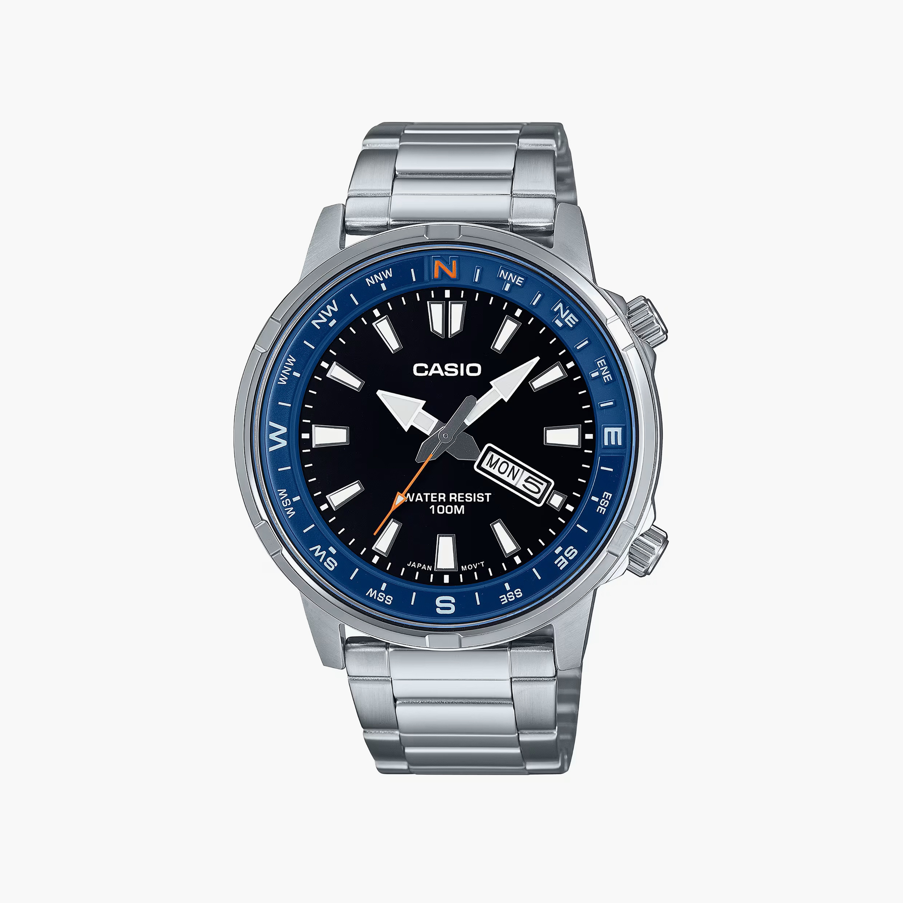 Casio Men's 44 MM Silver Analog Stainless Steel Watch | MTD-130D-1A2VDF-men-watchesandjewellery-watches-image-1
