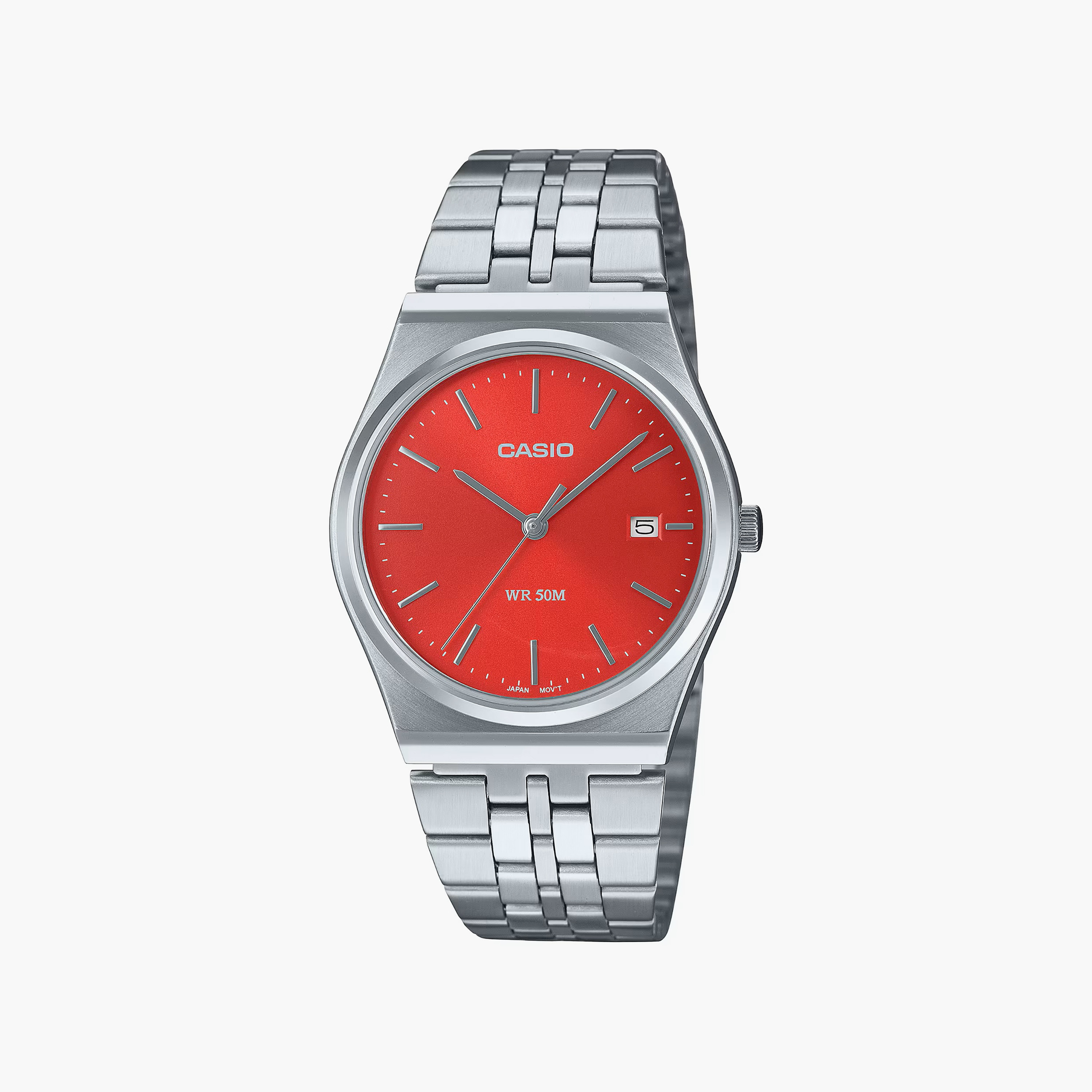 ساعة كاسيو للرجال 35 ملم فضية ذات انالوج من الستانلس ستيل | MTP-B145D-4A2VDF-men-watchesandjewellery-watches-image-1