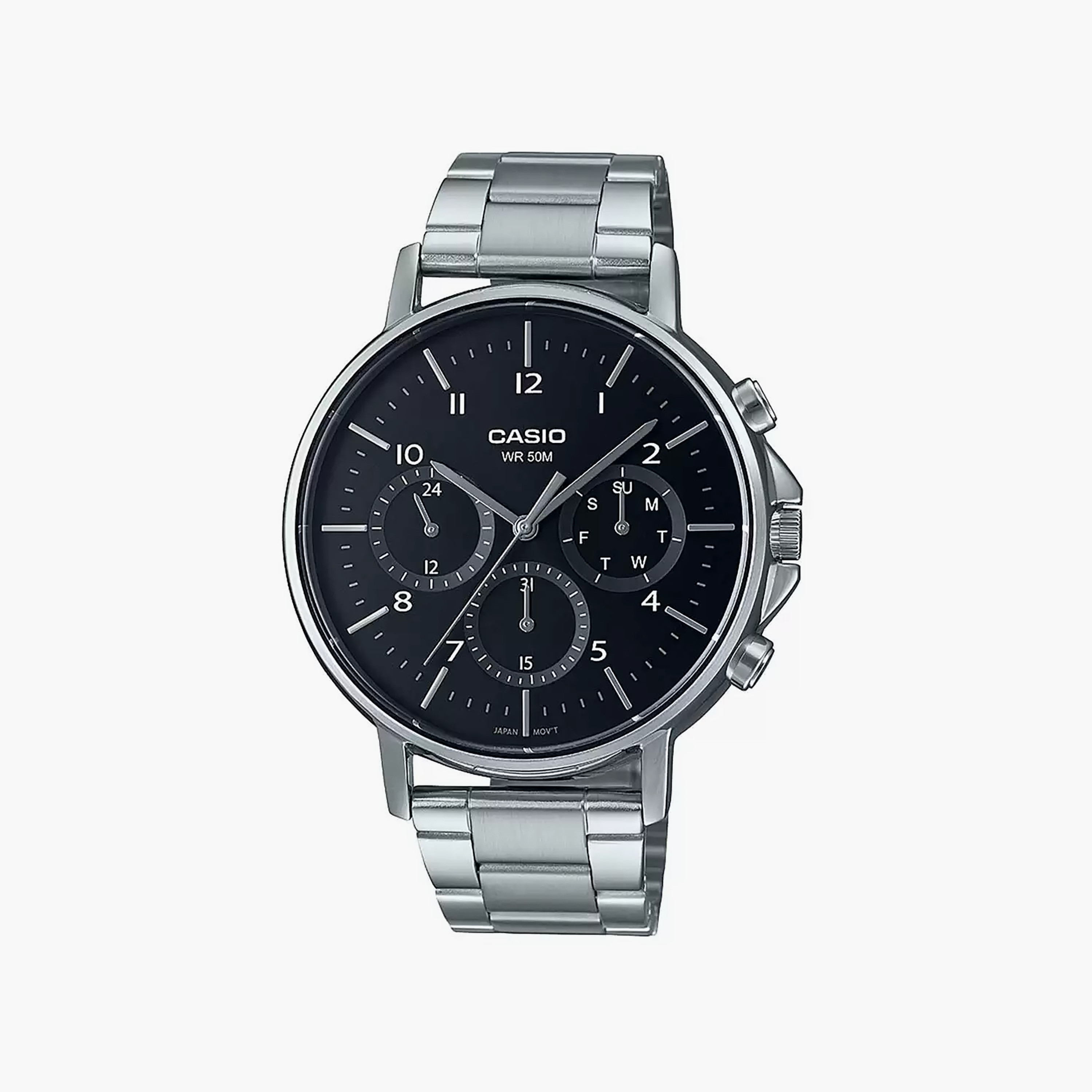 Casio Men's 44 MM Silver Analog Stainless Steel Watch | MTP-E321D-1AVDF-men-watchesandjewellery-watches-image-1