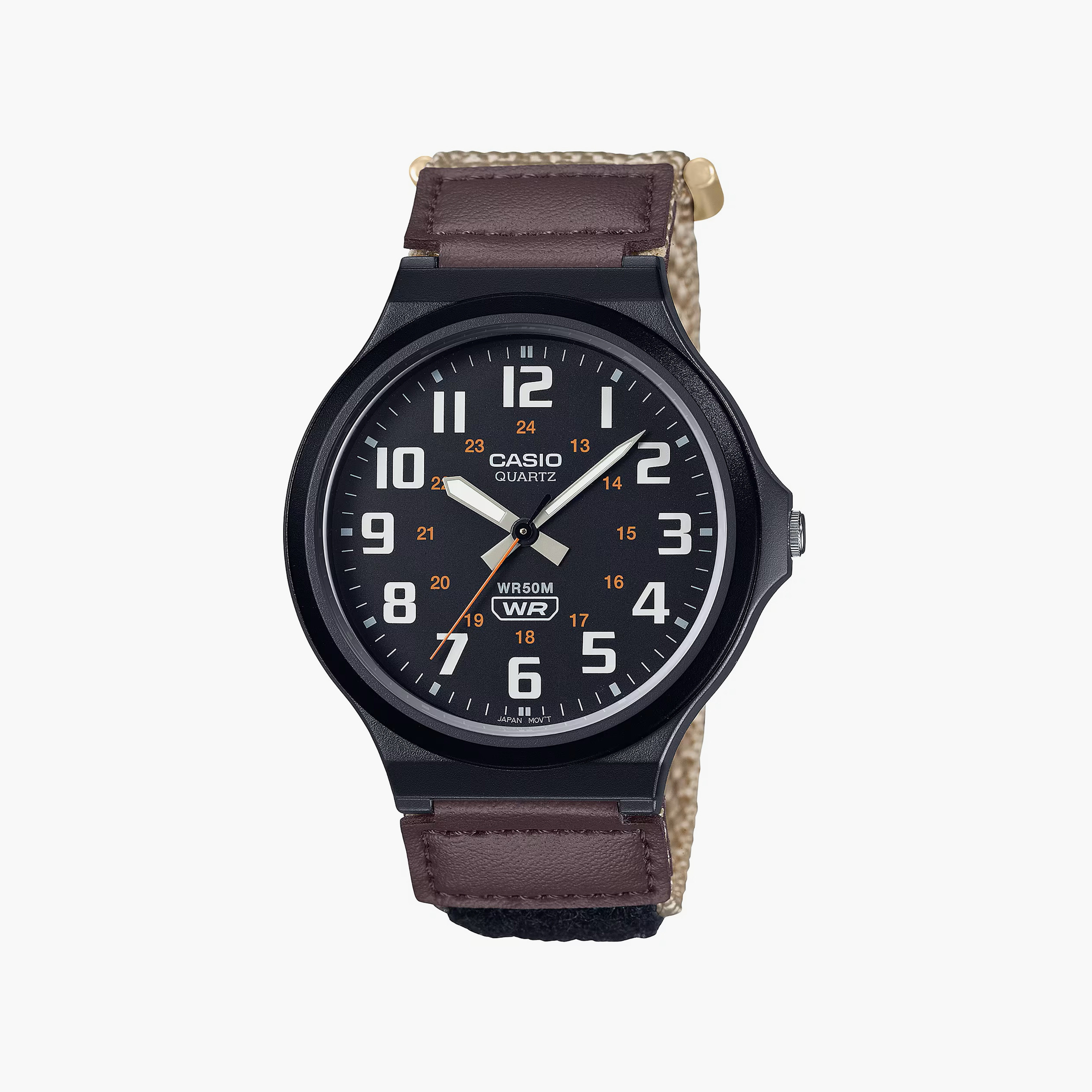 Casio Men's 43 MM Brown Analog Nylon Watch | MW-240B-5BVDF-men-watchesandjewellery-watches-image-1