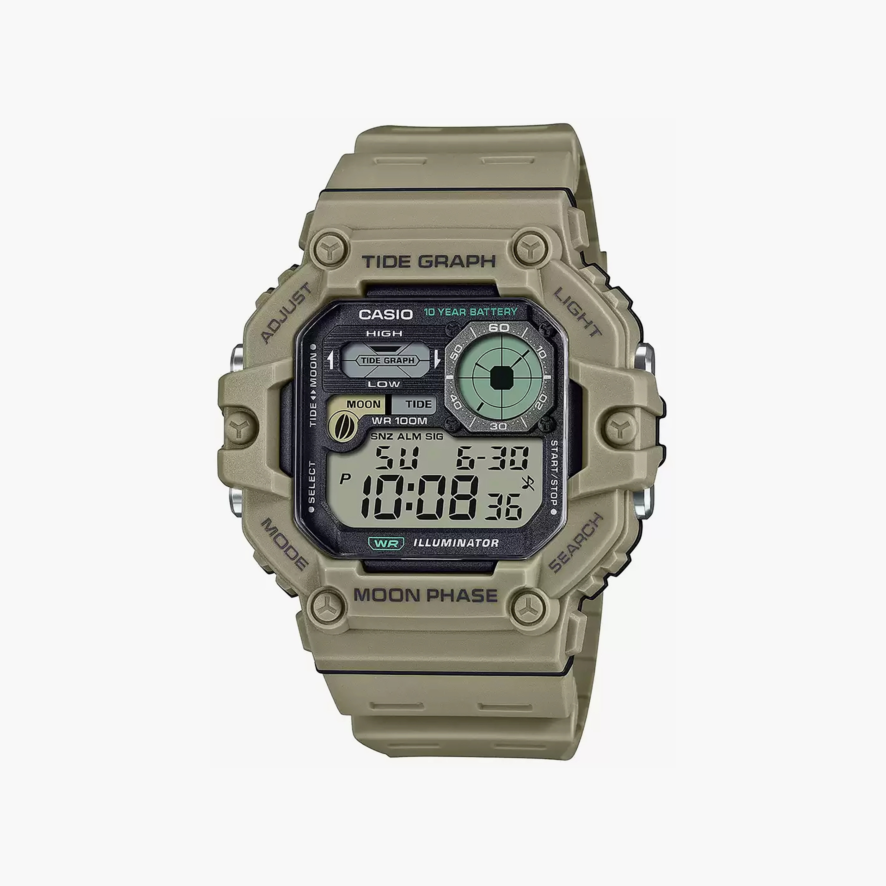 Casio Men's 48 MM Brown Digital Silicone Watch | WS-1700H-5AVDF-men-watchesandjewellery-watches-image-1