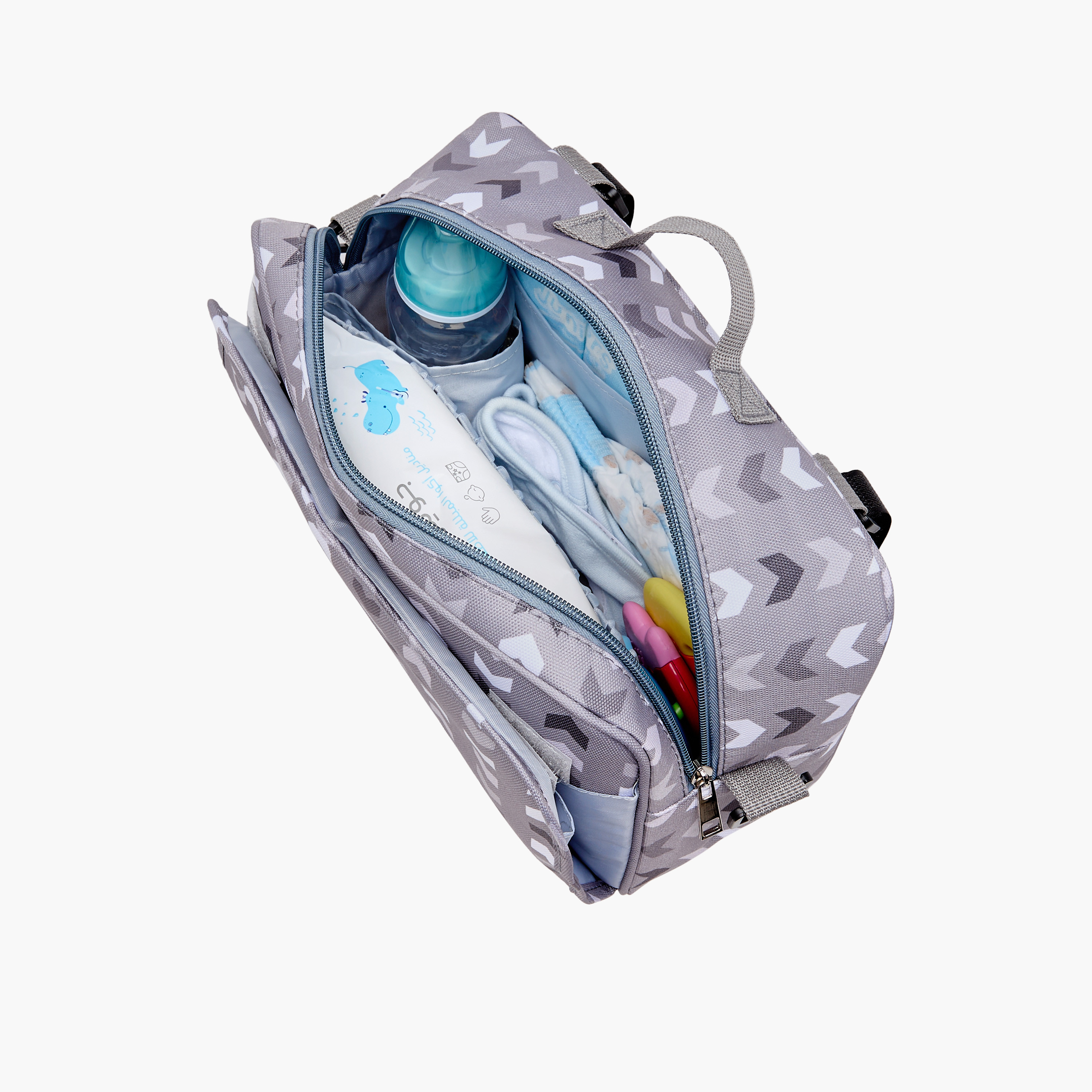 Juniors Printed Diaper Bag with Detachable Strap and Zip Closure-baby-gear-diaperbags-image-2